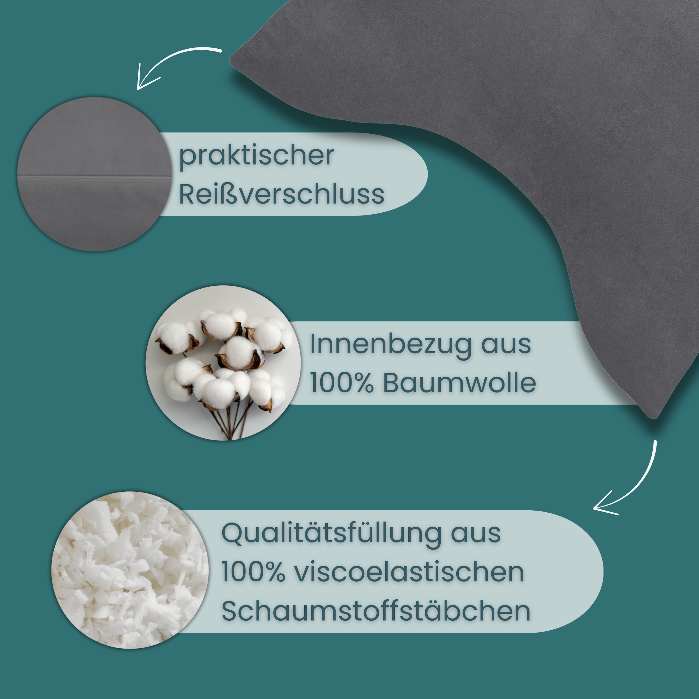 OTTO home Nackenstützkissen »Jenille, NEUHEIT! Nackenstützkissen 40x60 cm« Füllung: Viskoschaum-Stäbchen Bezug: Polyester 1 Stk. tlg.