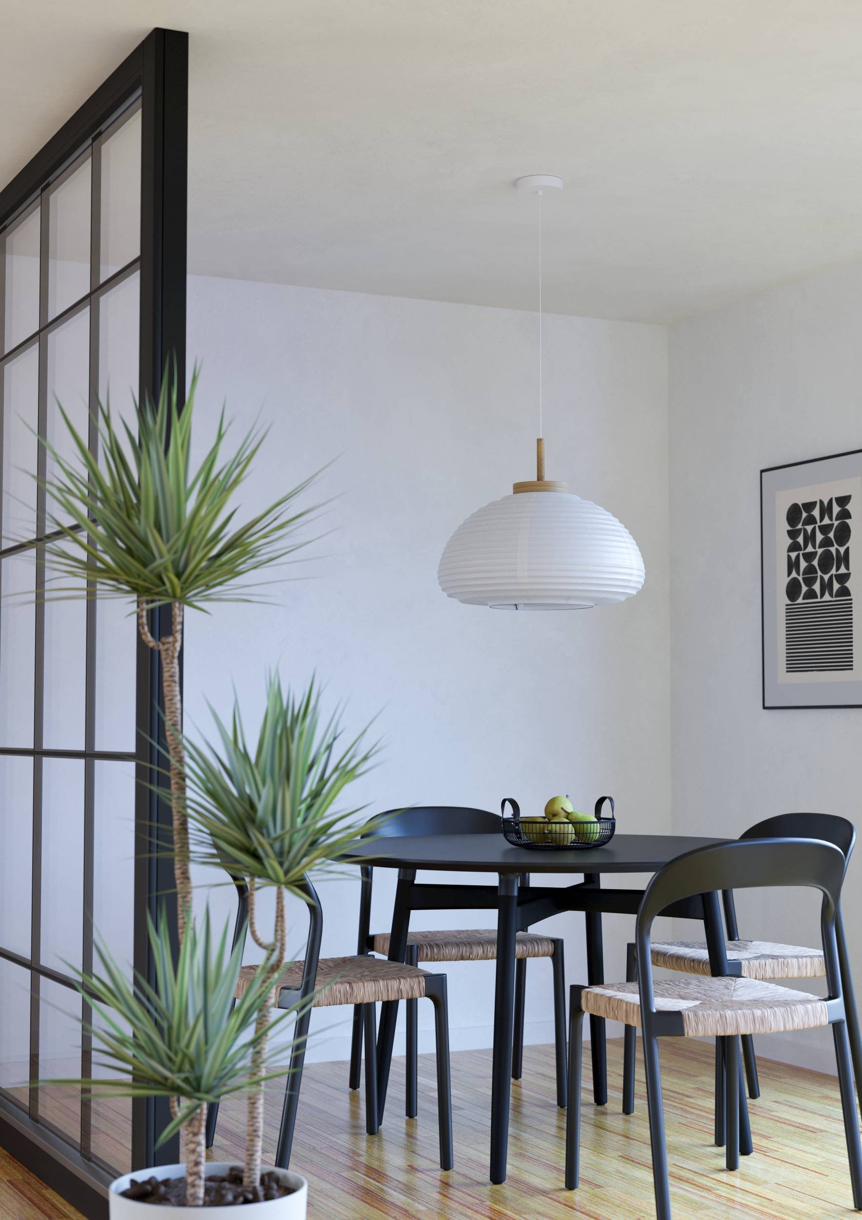 EGLO Hängeleuchte »Summerhill Hängelampe 1-fach, Japan-Stil, Metall, Holz und Papier, E27« E27 1 Stk. Hängeleuchte - H110 x Ø40 cm - weiß, braun - 1X40W exkl.