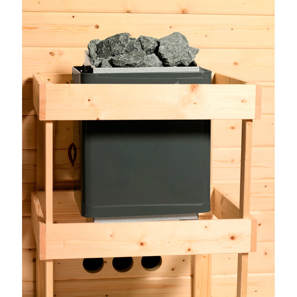 Karibu Sauna »Swantje«, (Set), 3,6-kW-Plug & Play Ofen mit externer Steuerung