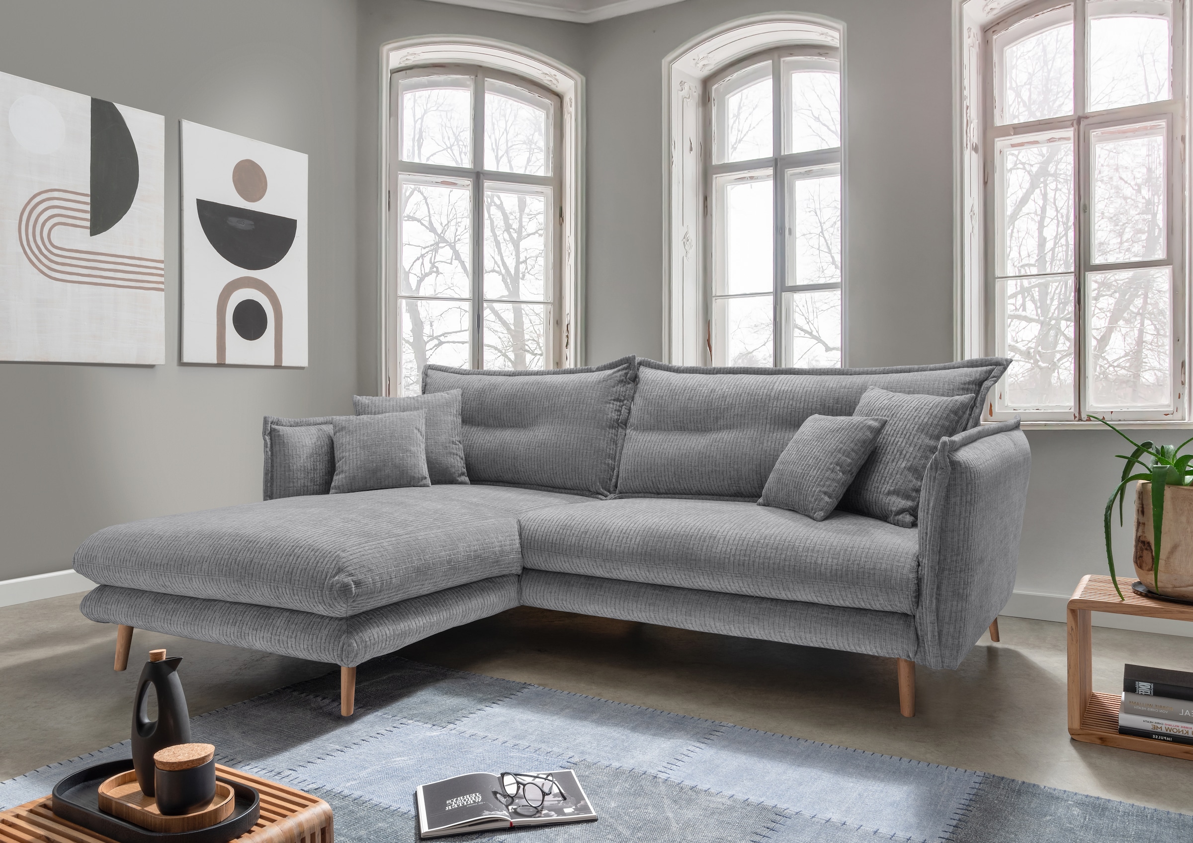 Home affaire Ecksofa »Lazio modern und bequem, schmale Armlehnen, tolle Det günstig online kaufen