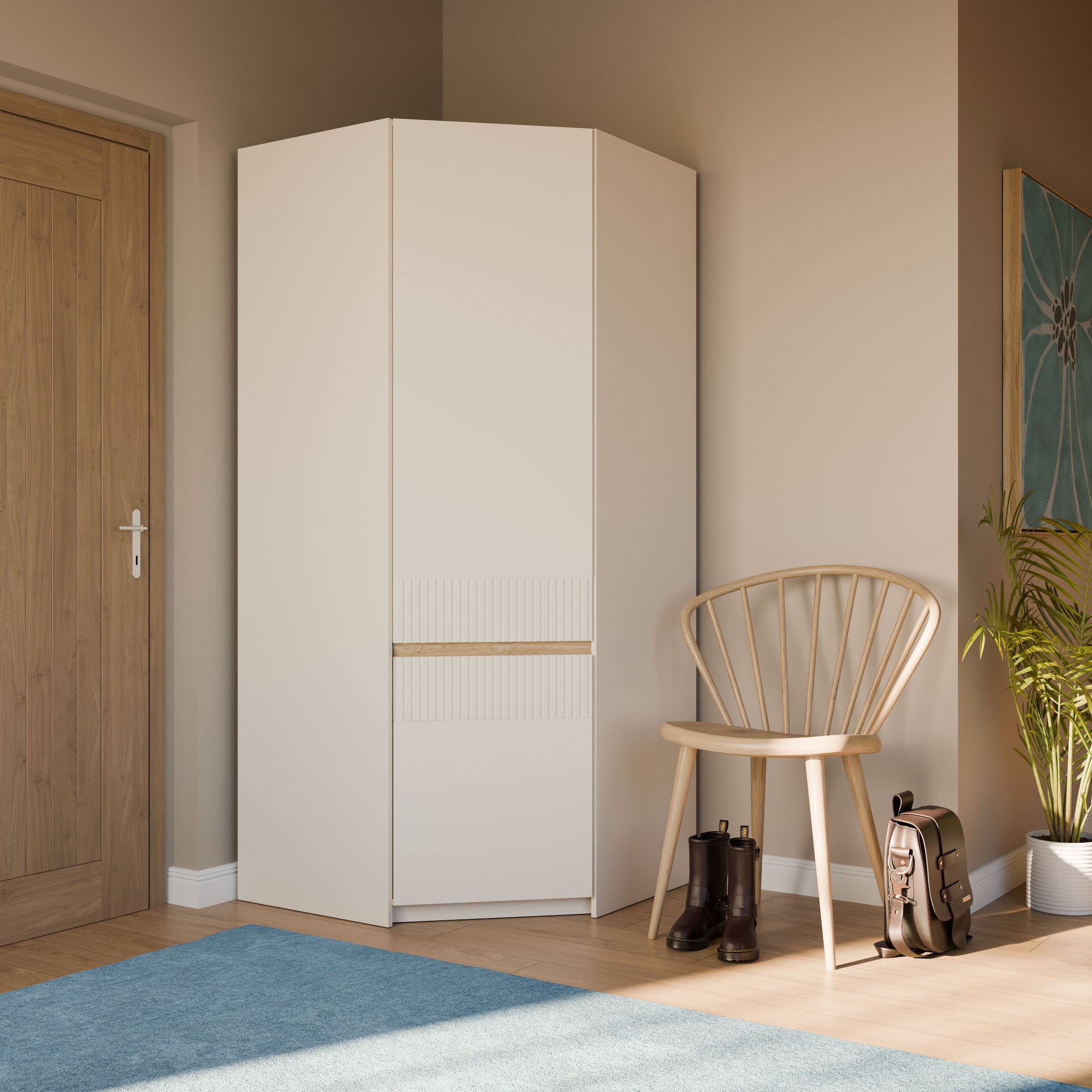 FORTE Eckkleiderschrank »Oak Squere« B/H/T 88,5/197,4/88,5 cm Eckschrank, Softclose, inklusive Beleuchtung