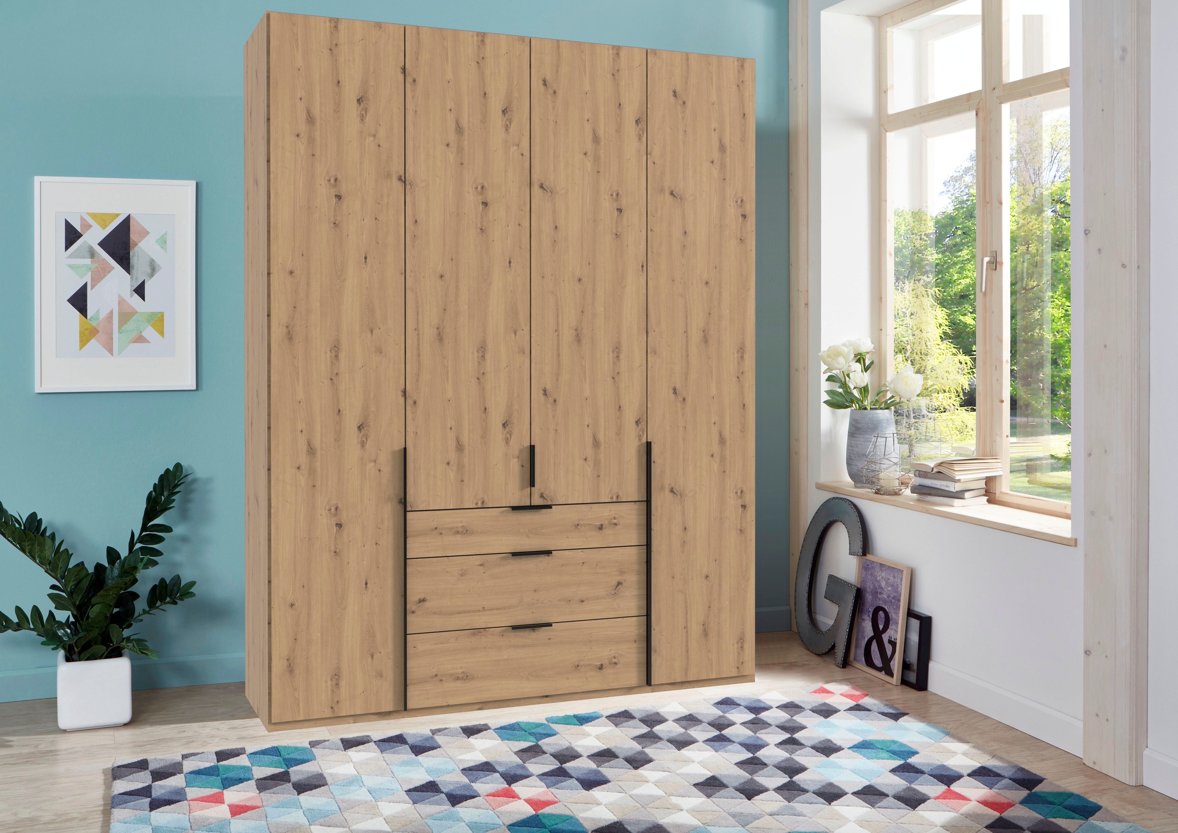 Wimex Drehtürenschrank »Mugano« mit langen oder kurzen Griffen aus Metall, günstig online kaufen