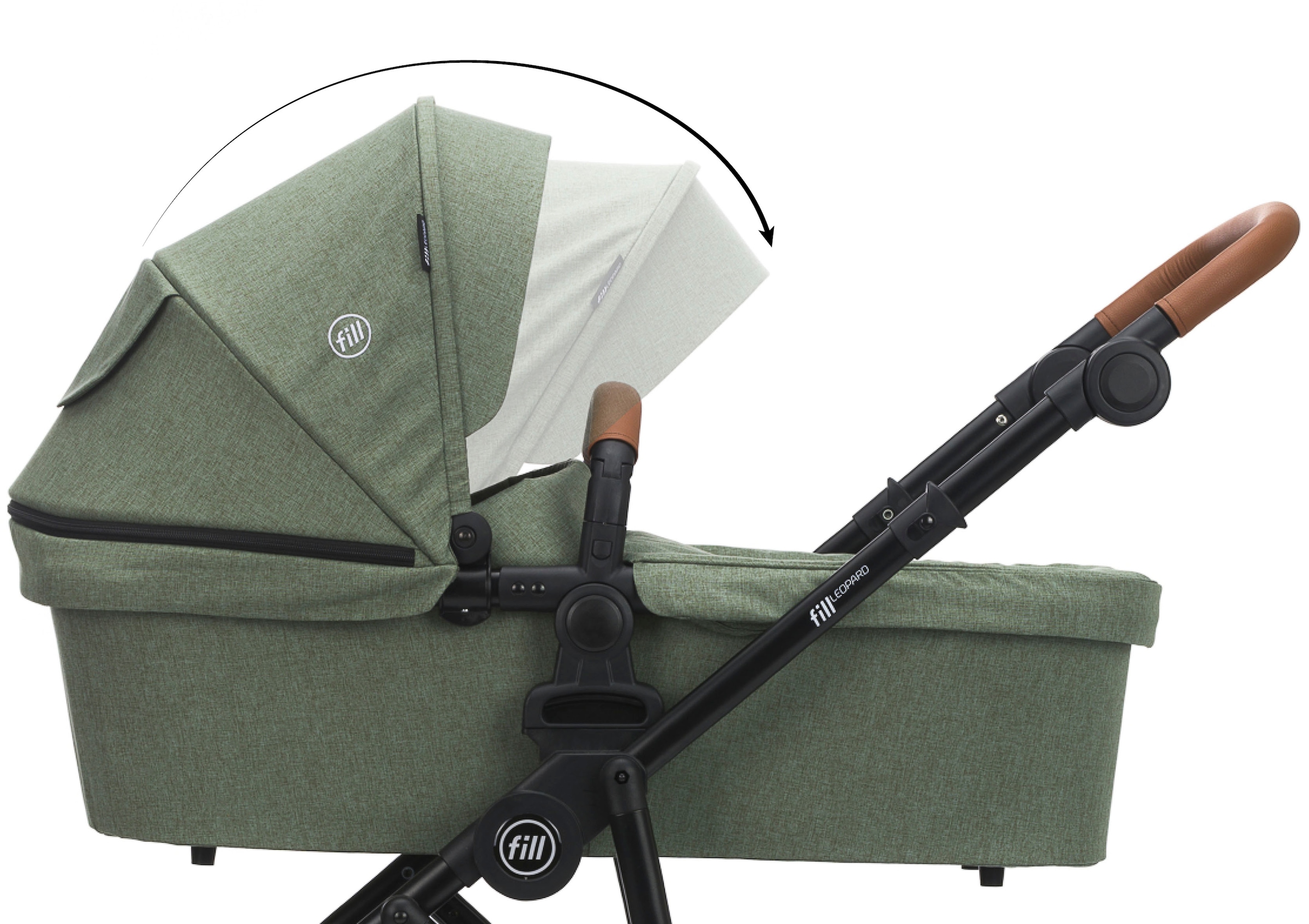 Fillikid Kombi-Kinderwagen »Kinderwagenset Fill Leopard Air, grün melange«, 22 kg