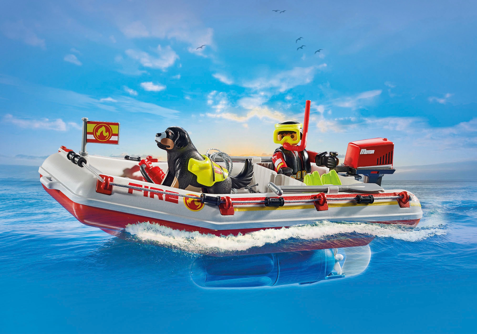 Playmobil® Konstruktions-Spielset »Feuerwehrboot mit Aqua Scooter (71464), Action Heroes«, (52 St.), Made in Germany