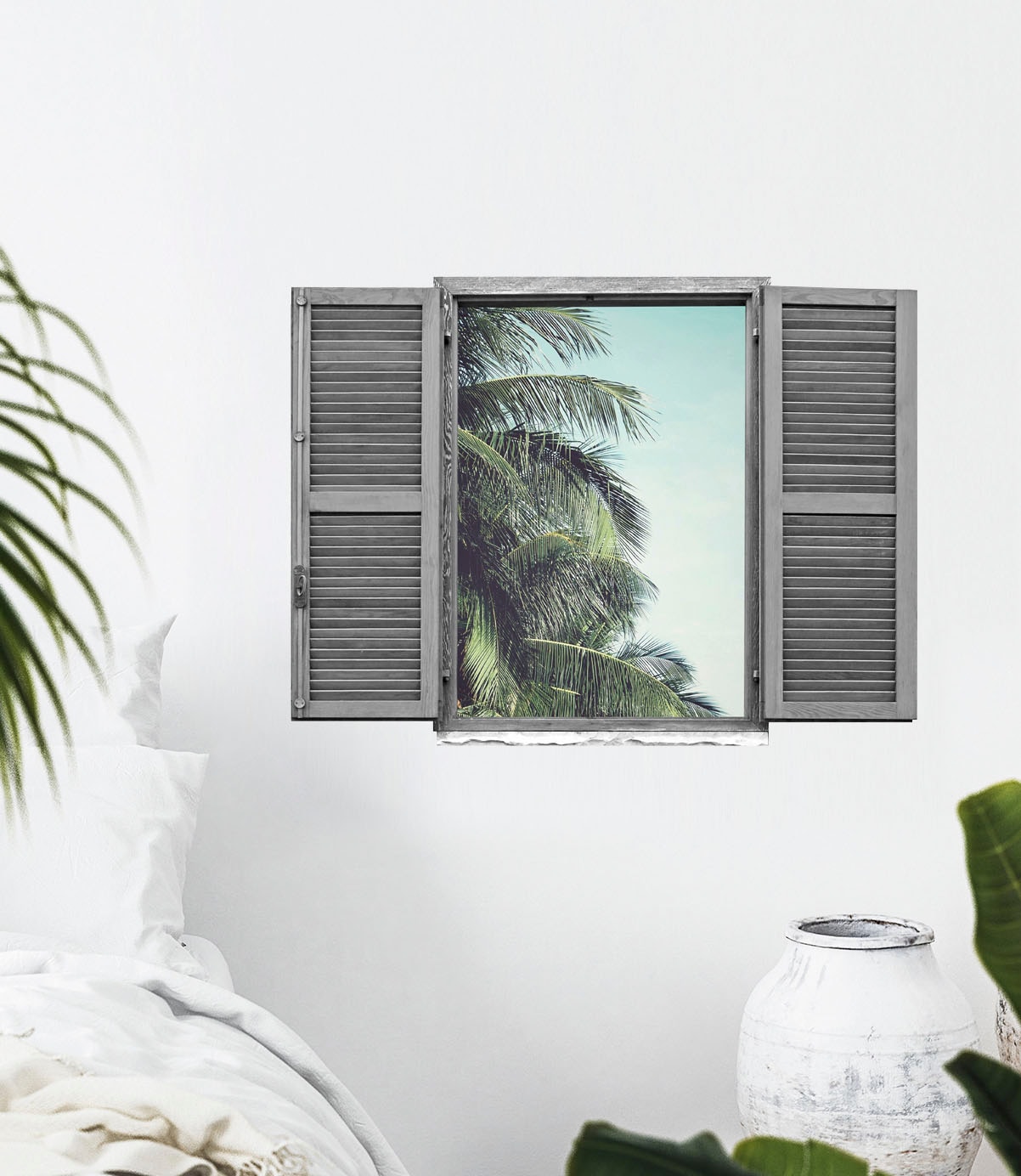 queence Wandtattoo »Palmblätter«, (1 St.), Wandsticker, Wandbild, selbstklebend, 3D, Fenster