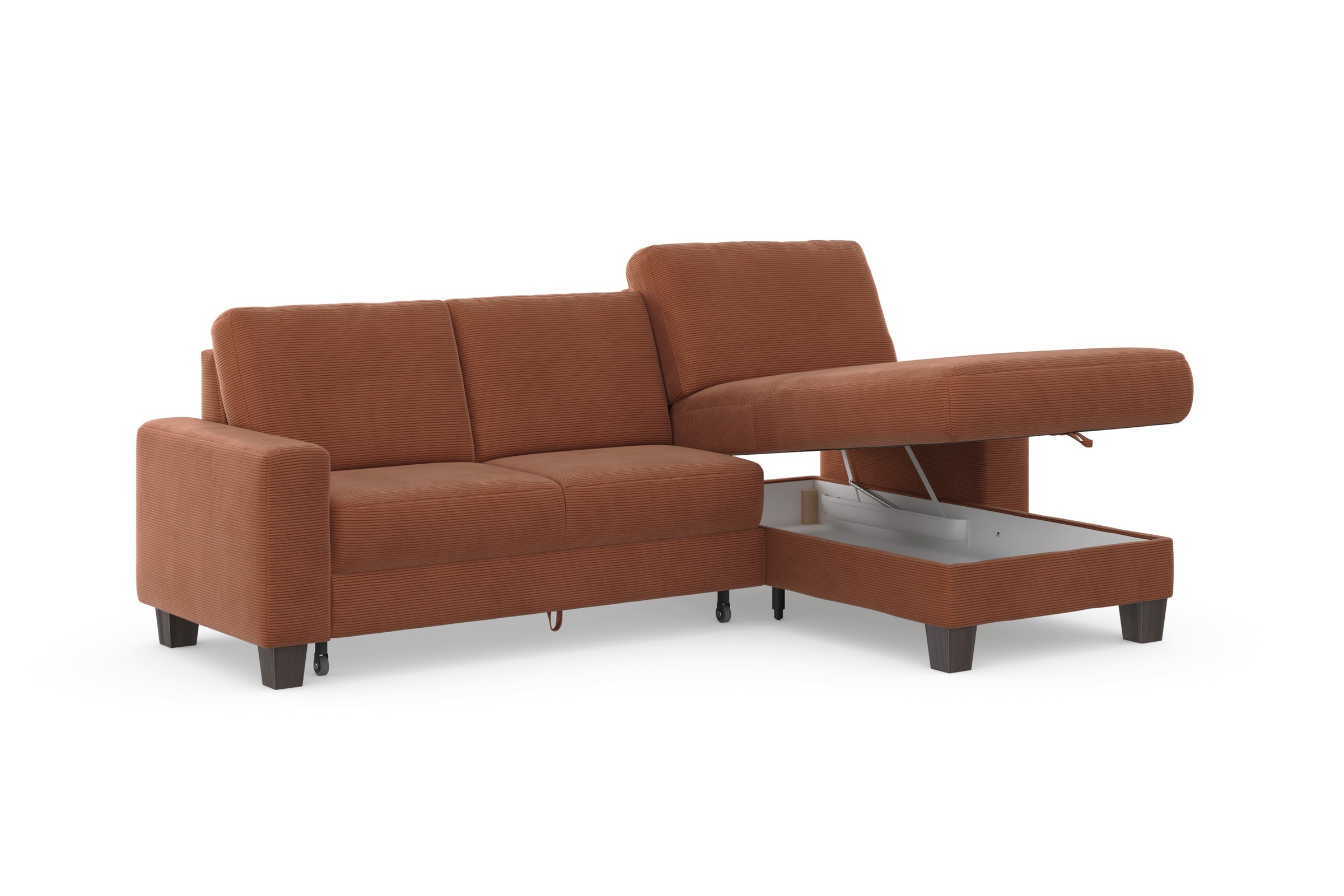 Home affaire Ecksofa »Summer L-Form«, mit Recamiere, mit oder ohne Bettfunktion und Bettkasten, Cord-Bezug