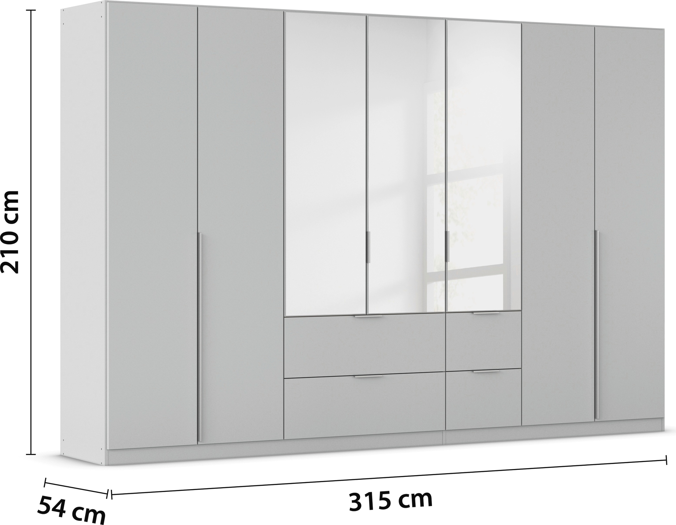 rauch Drehtürenschrank »Kleiderschrank Schrank Garderobe AGORDO mit Dekor- oder Hochglanzfront«, (in zwei Griff-Farben mit Dekor- oder Hochglanzfront), mit Außenschubkästen, in 6 Breiten und 2 Höhen MADE IN GERMANY