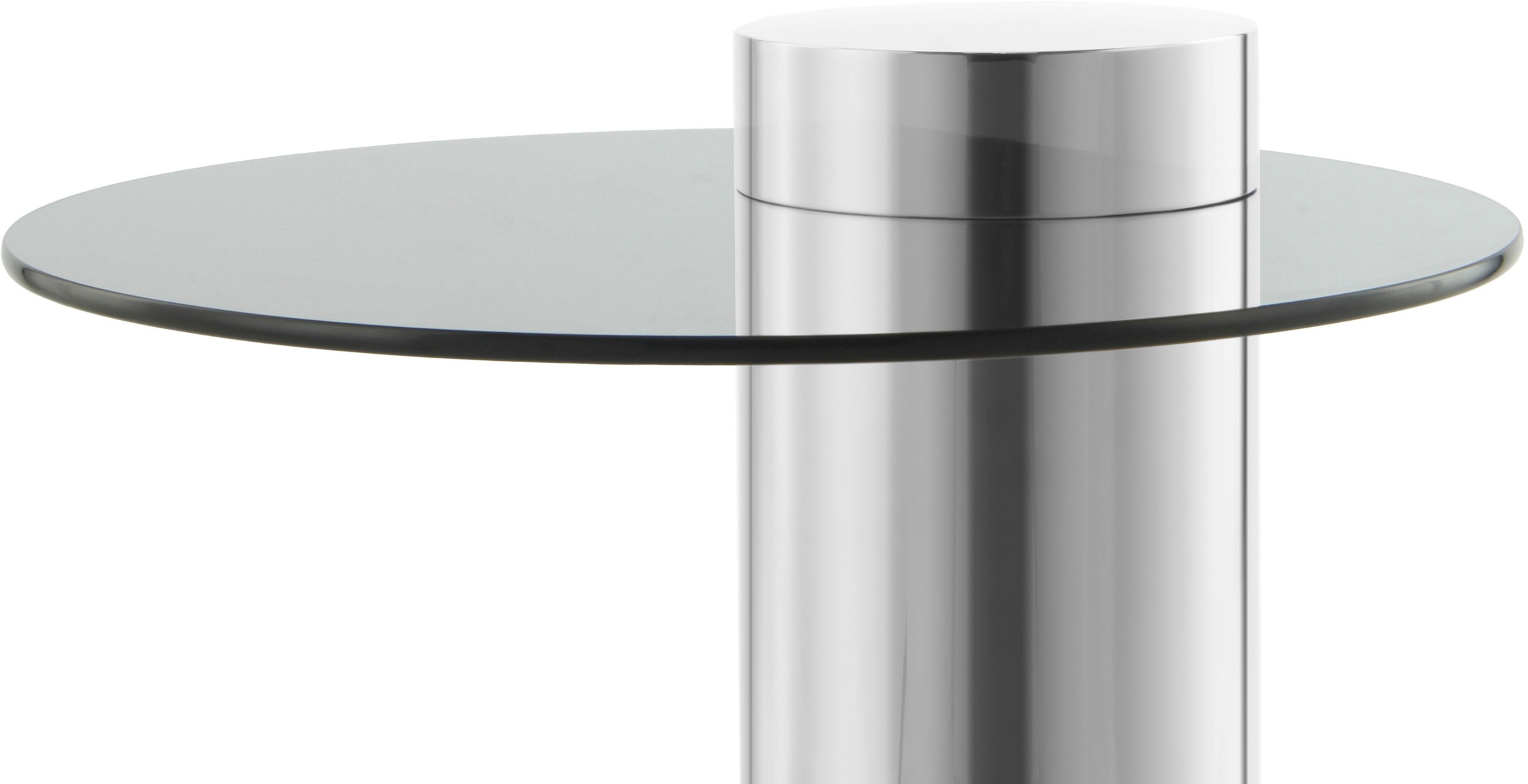 Kayoom Beistelltisch »Ontario 125, Runde  Glasplatte aus Sicherheitsglas, 100% Edelstahl« 1 Stk. tlg. Minimalistisches Design, Säulengestell, pflegeleicht