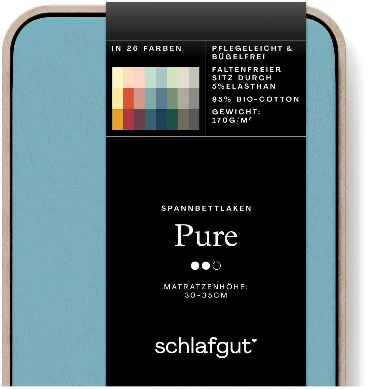 Schlafgut Spannbettlaken »PURE Bio-Baumwolle mit Elasthan, dehnbar blickdicht, straff, Bettlaken«, PREMIUM Laken für Matratzen bis 30cm Höhe, in 90x200, 140x200, 180x200