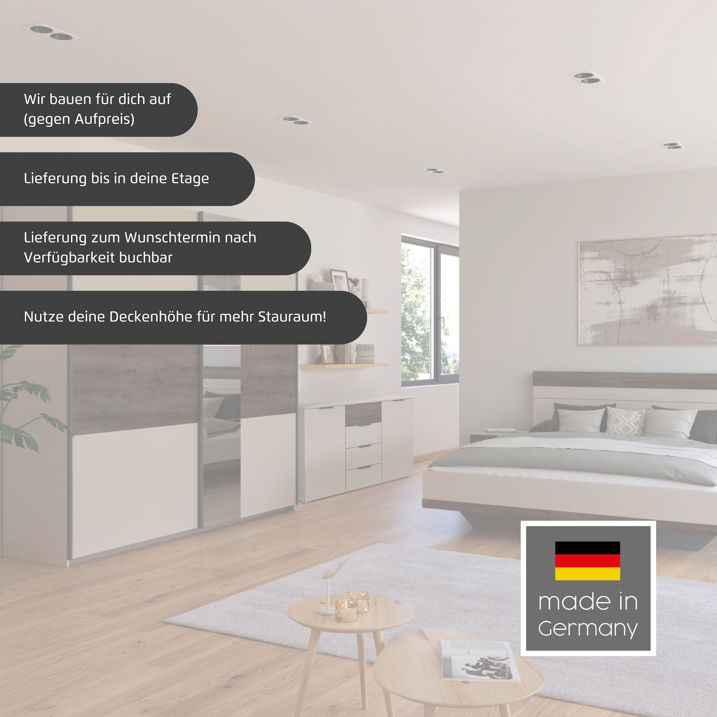 rauch Schlafzimmer-Set »Komplettschlafzimmer Schlafzimmer Schlafzimmermöbel SAJO« Set, Set: Kleiderschrank mit/ohne Spiegel, Bett in 2 Breiten, 2 Nachttische, 4 Stk. tlg. optional mit Spiegel am Kleiderschrank MADE IN GERMANY