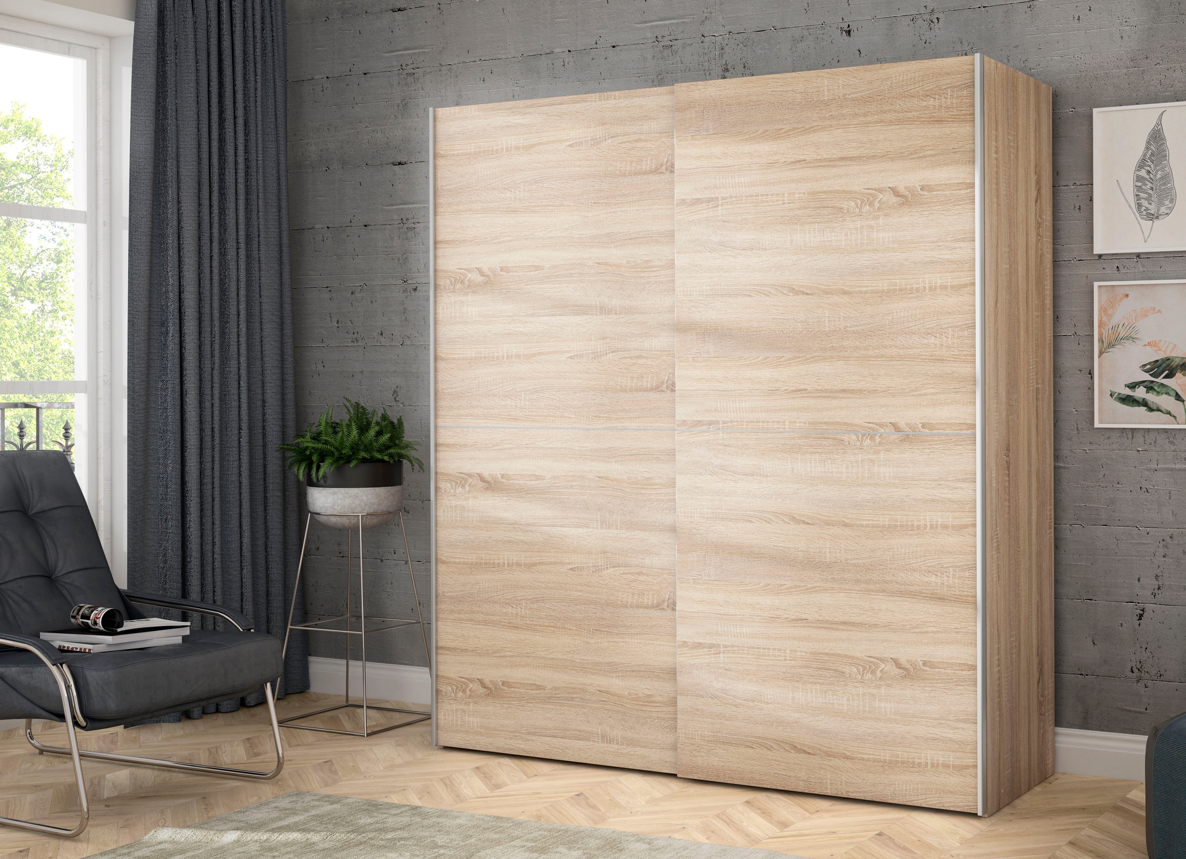 FORTE Schwebetürenschrank "Dederik" Griffleisten aus Metall günstig online kaufen