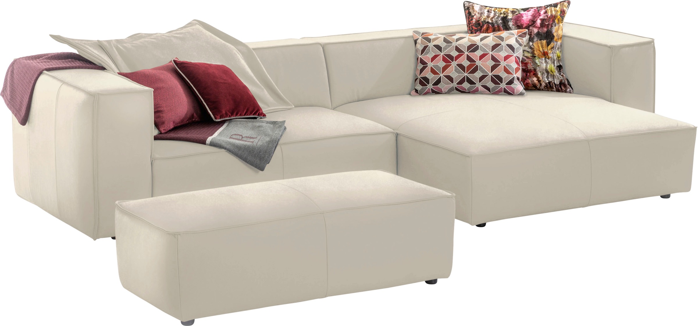 W.SCHILLIG Ecksofa »around-the-block, modern und elegant, bequem, L-Form«, mit eleganter Biese, mit Federkern