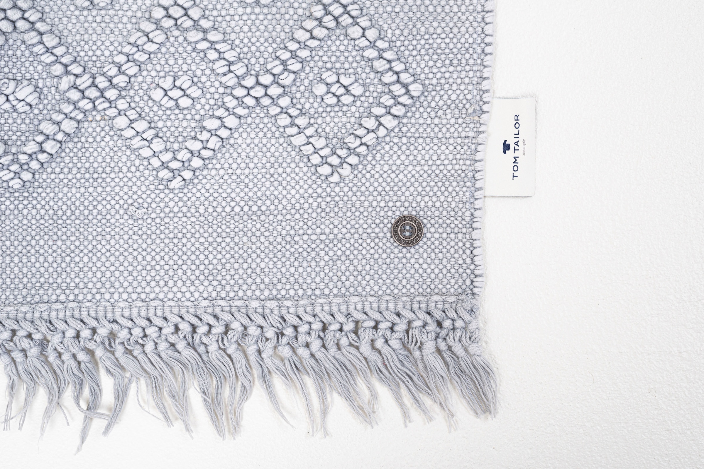TOM TAILOR HOME Badematte »Vintage Wash«, fußbodenheizungsgeeignet, Badteppich, Uni Farben, Rauten Muster, mit Fransen, reine Baumwolle