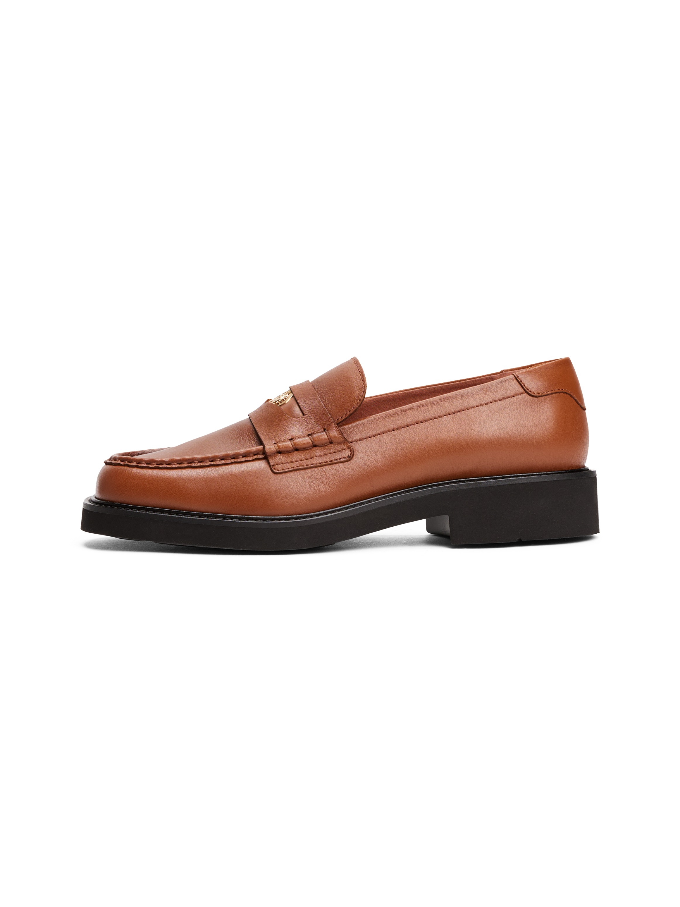 Tommy Hilfiger Loafer »CREST SQUARISH TOE PENNY LOAFER«, Blockabsatz, Slipper, Businessschuh mit Schmuckelement