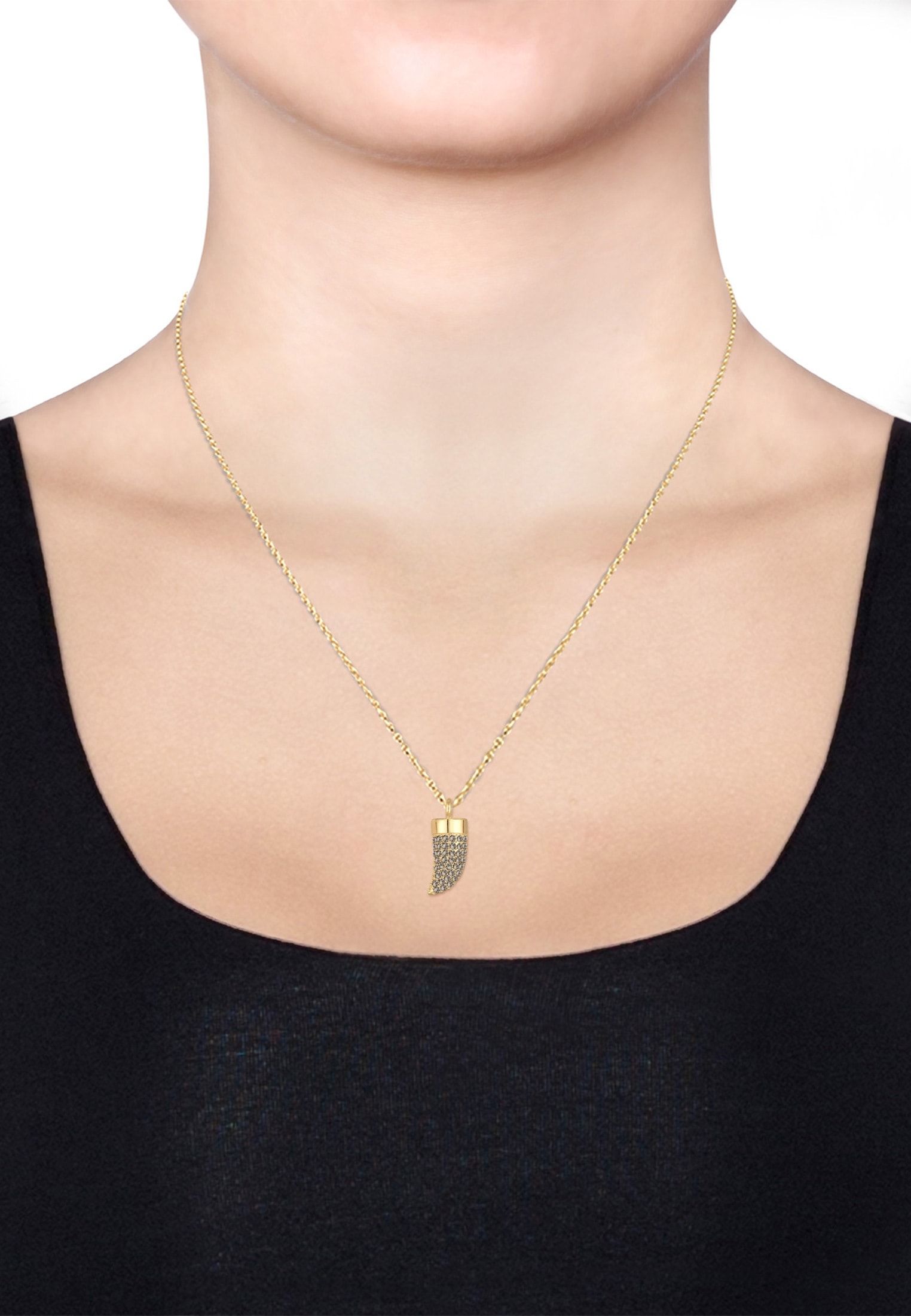 Elli Collierkettchen »Zahn Horn Kristalle Trend 925er Silber«
