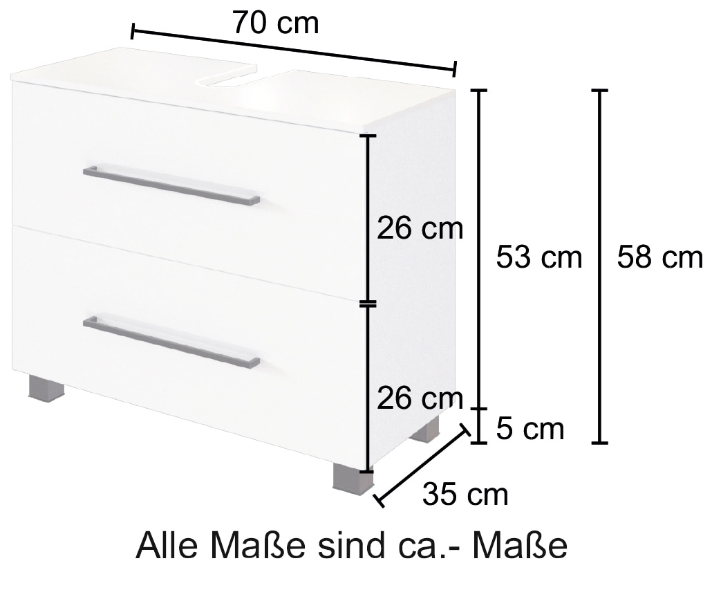 HELD MÖBEL Waschbeckenunterschrank »Luena«, Breite 70 cm, mit  Siphonausschnitt online bestellen
