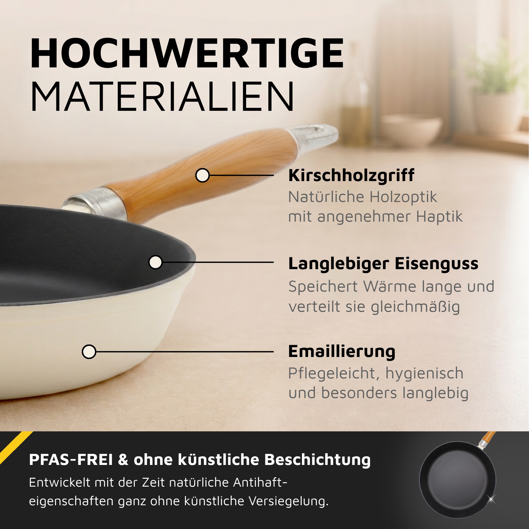 Krüger Bratpfanne »Einsenguss Pfanne SAVANNA« Gusseisen 1 Stk. tlg. für Induktions-Kochfelder geeignet
