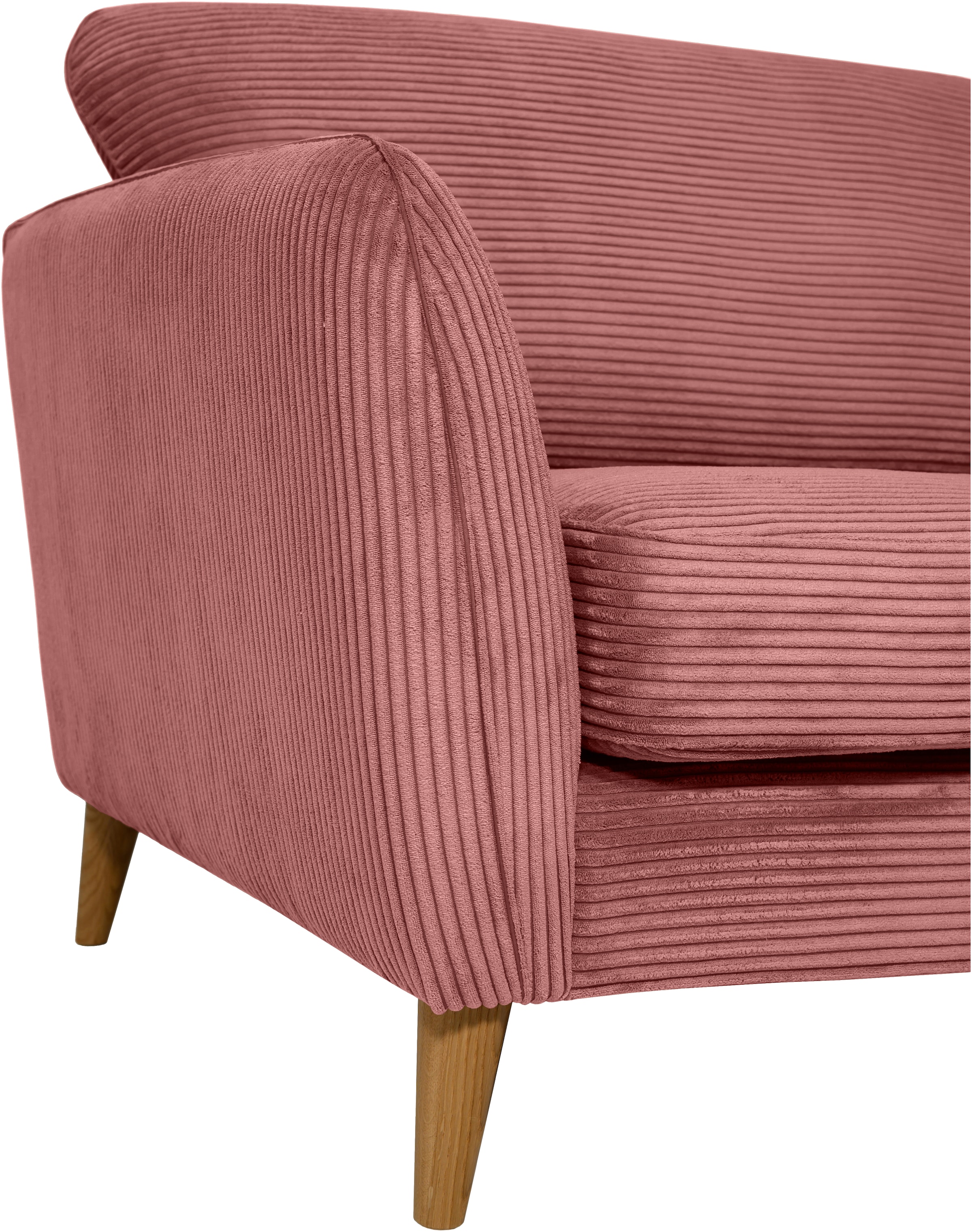 Home affaire 2-Sitzer »MARSEILLE Kompaktsofa 170 cm, Cord, Flachgewebe, Struktur, Webstoff«, Massivholzbeine Eiche, Landhausstil, Wellenunterfederung