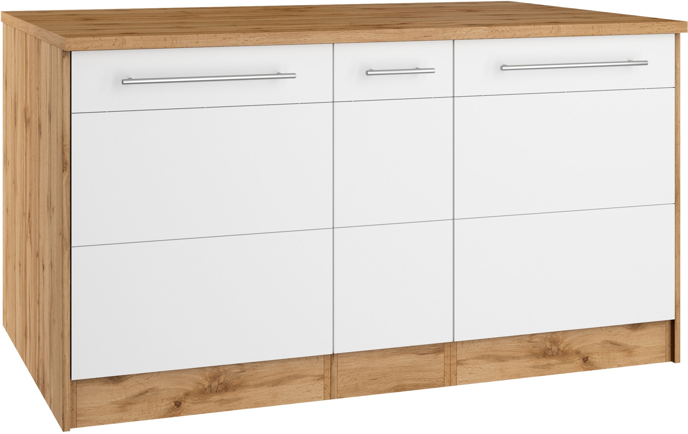 KOCHSTATION Kücheninsel »KS-Wien«, Breite 153 cm, MDF-Fronten, Flaschenregal
