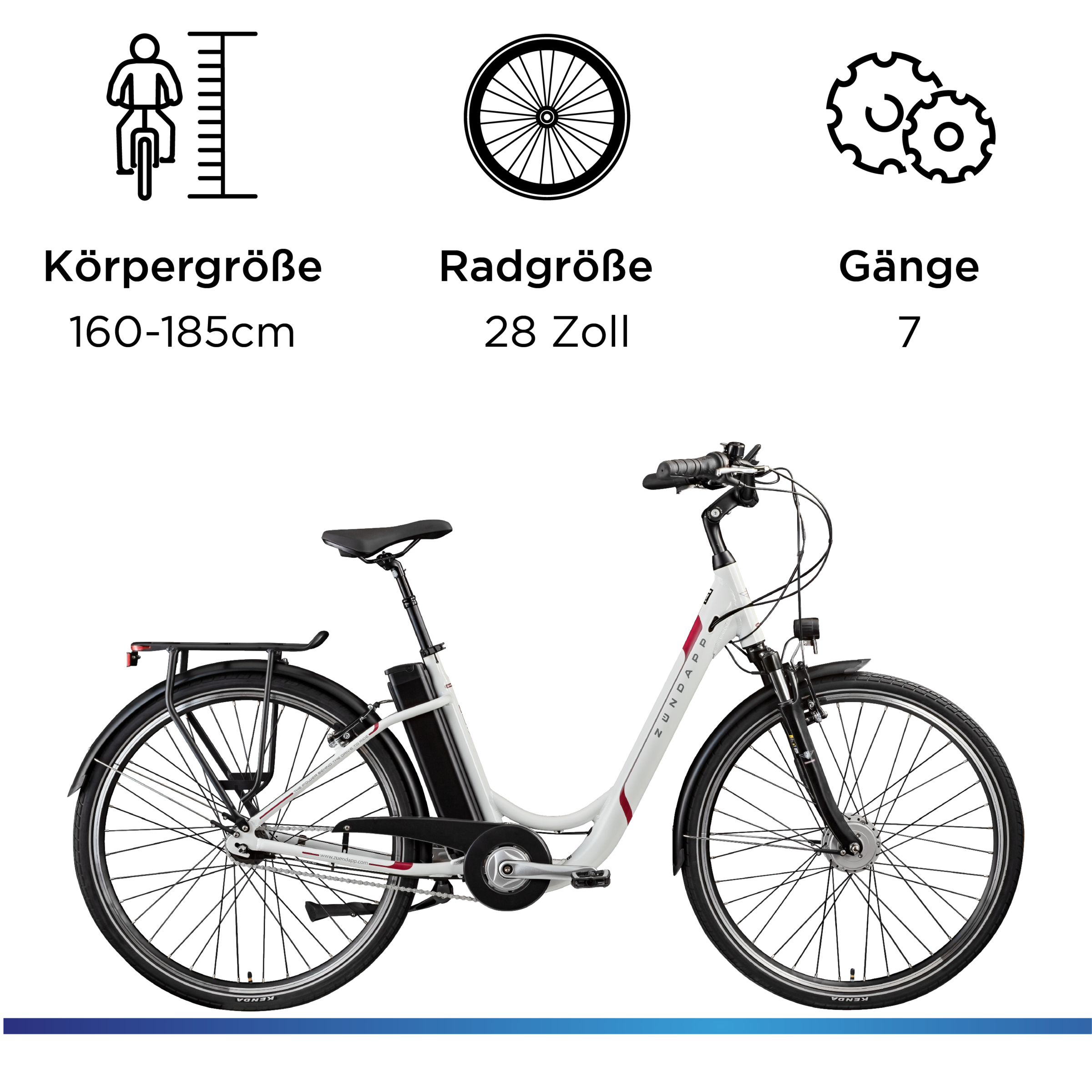 Zündapp »Z517« 7 Gang Nabenschaltung Frontmotor 250 W E Bike Damenfahrrad 28 Zoll 155 - 190 cm mit 7 Gang Nabenschaltung