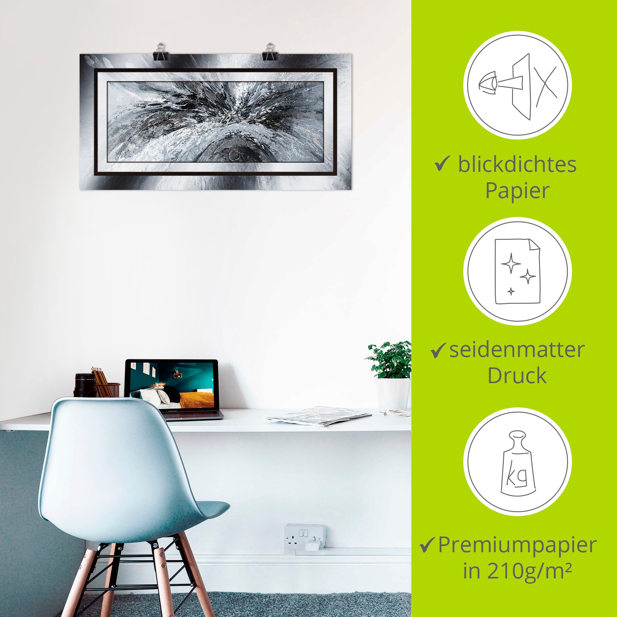 Artland Wandbild »Schwarz - weiß abstrakt 1«, Muster, (1 St.), als Alubild, Outdoorbild, Leinwandbild, Poster in verschied. Größen