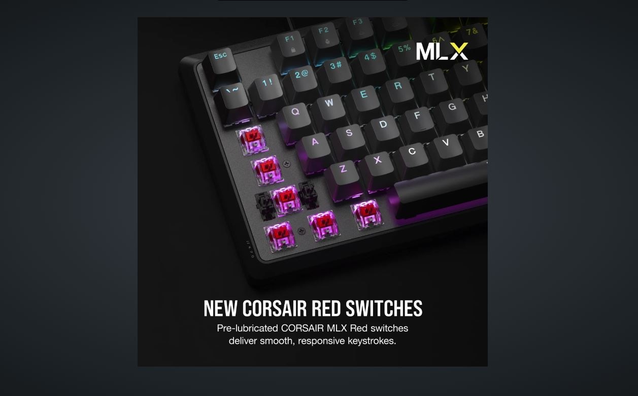 Corsair Tastatur »K70 Core RGB« (Fn-Tasten | Lautstärkeregler | USB-Anschluss | Ziffernblock | verstellbare Füße)