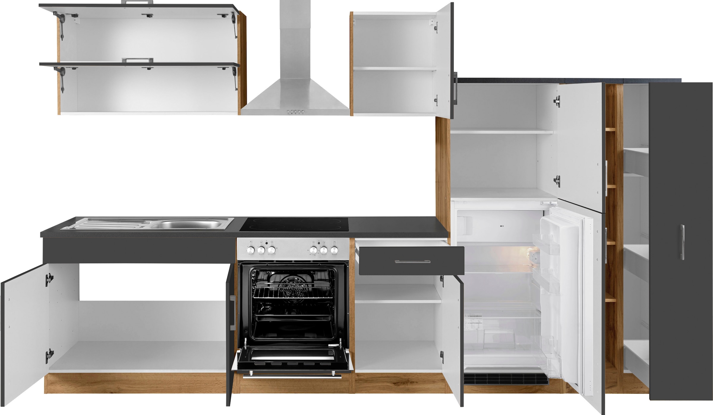 KOCHSTATION Küchenzeile »KS-Colmar«, mit E-Geräten, Breite 330 cm