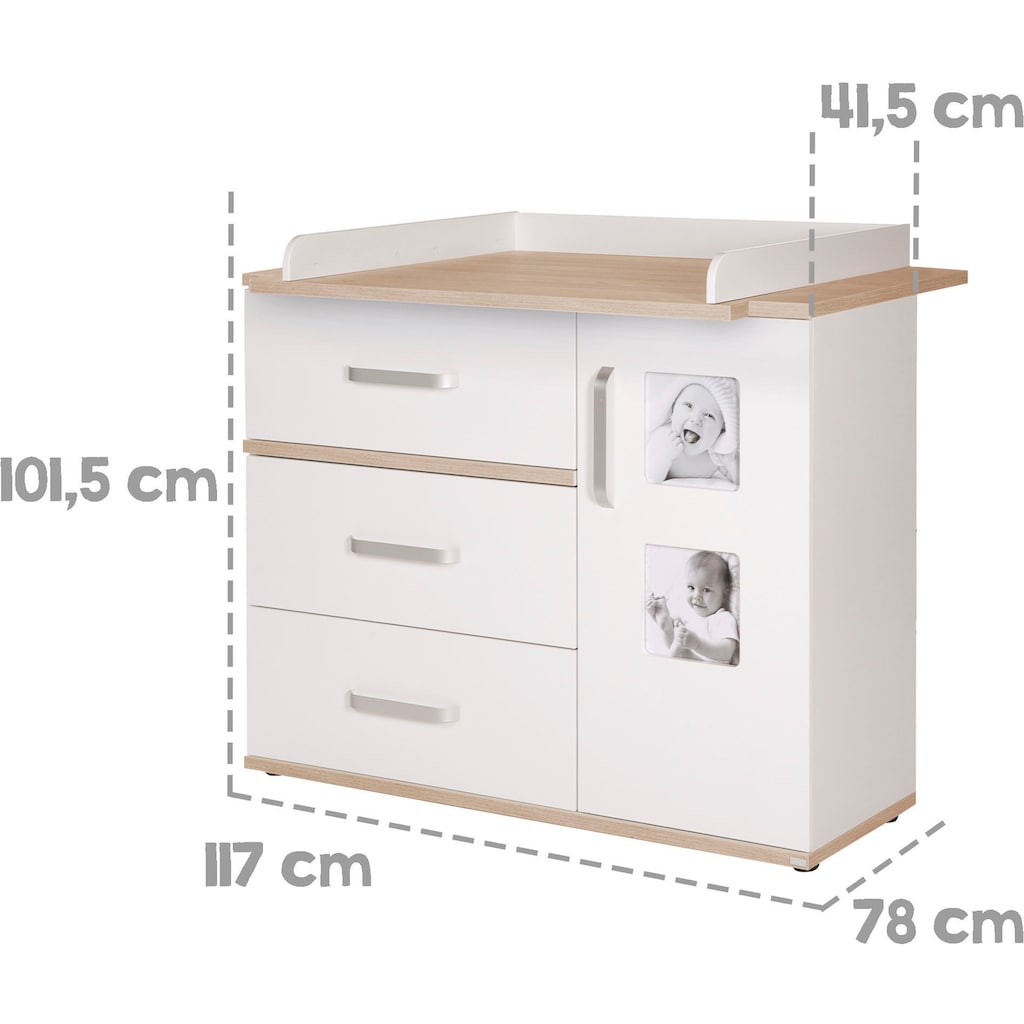 roba® Babyzimmer-Komplettset »Pia«, (Set, 3 St., Kinderbett, Schrank, Wickelkommode)