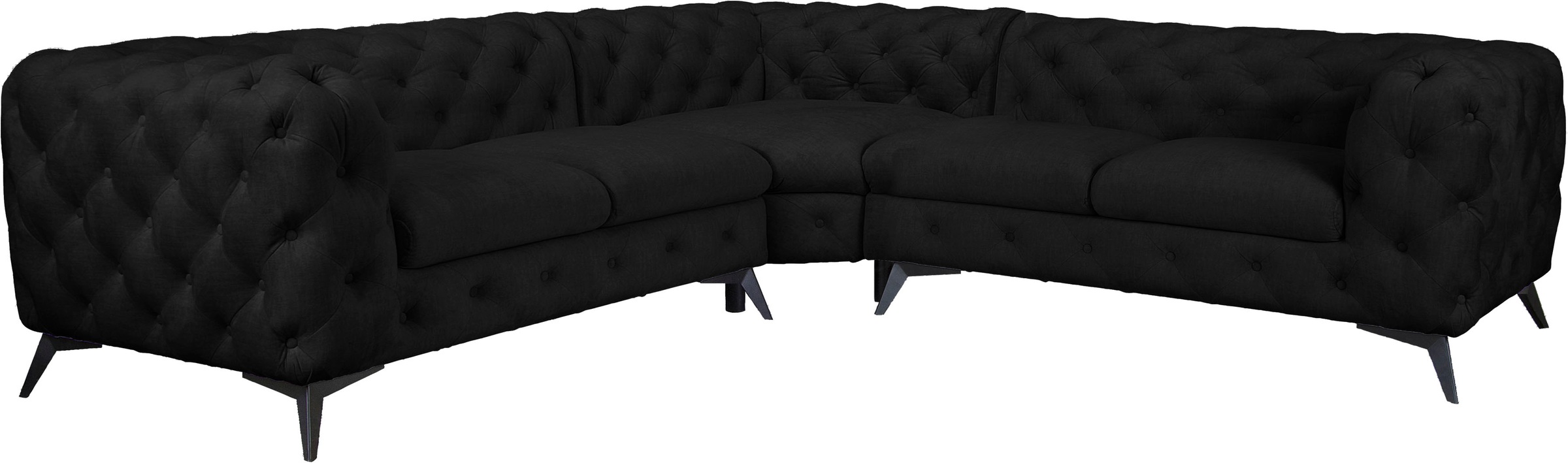 Leonique Chesterfield-Sofa »Ecksofa GLYNIS L-Form mit Wellenunterfederung, günstig online kaufen