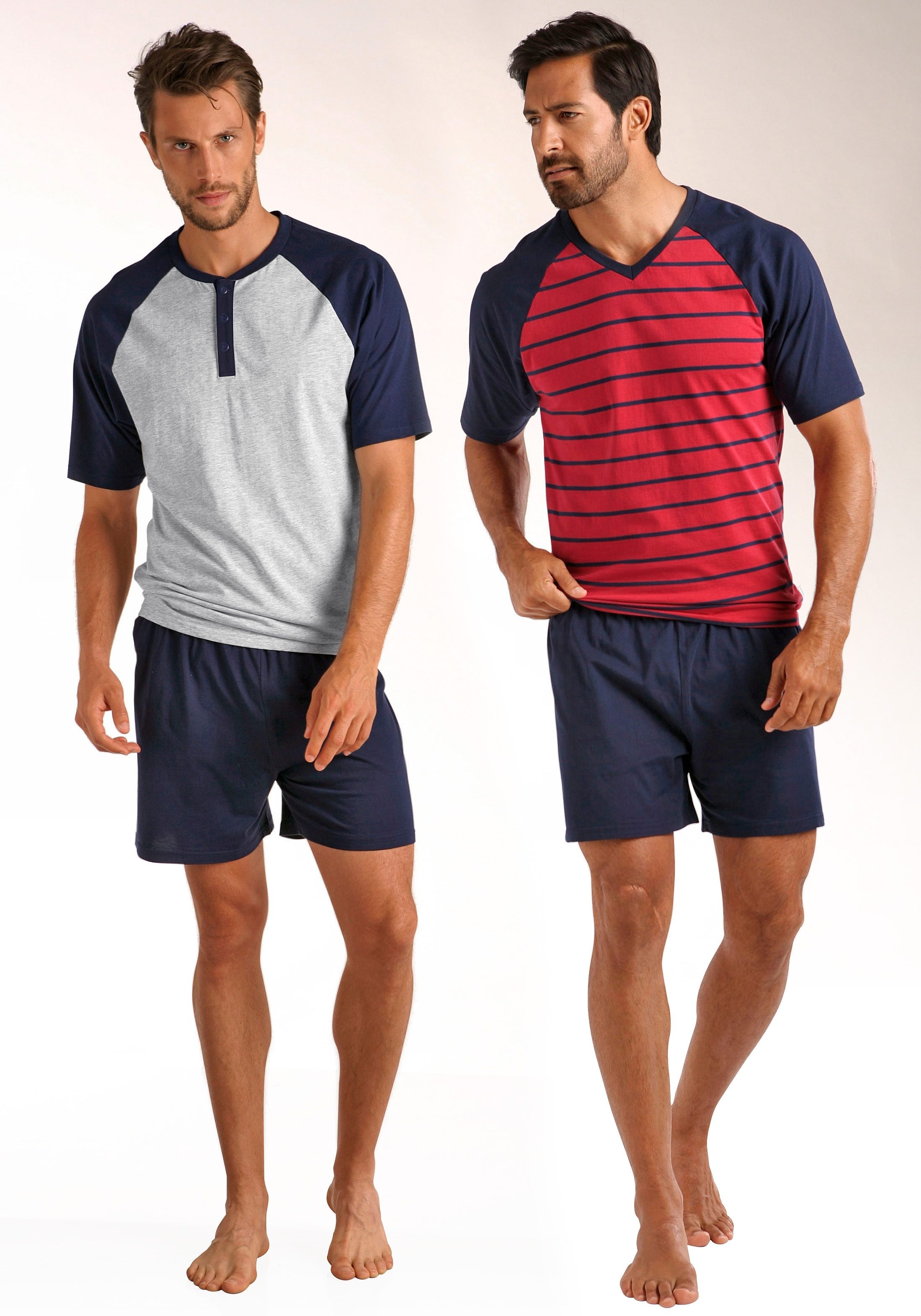 le jogger® Pyjama Packung, 2 Stück, 4 tlg. in kurzer Form, mit Raglanärmeln