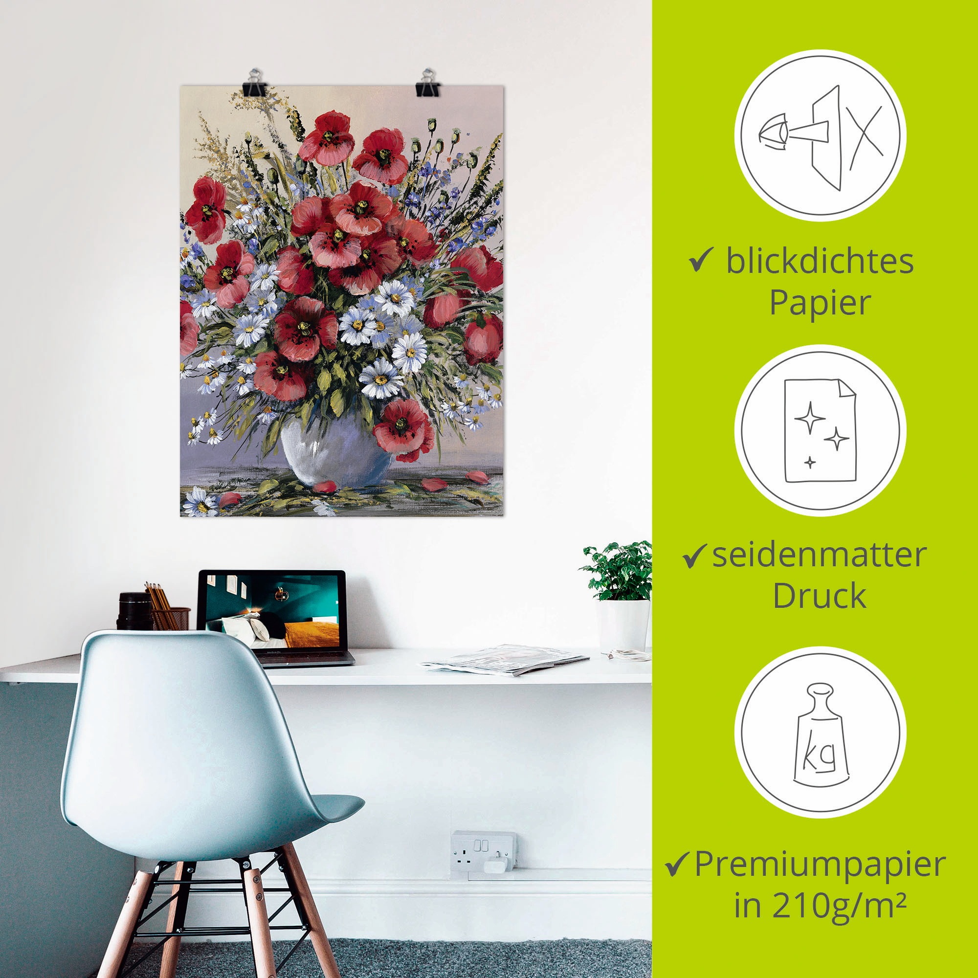 Artland Wandbild »Rote Mohnblumen« Blumen 1 Stk. tlg. als Leinwandbild, Poster, Wandaufkleber in verschied. Größen