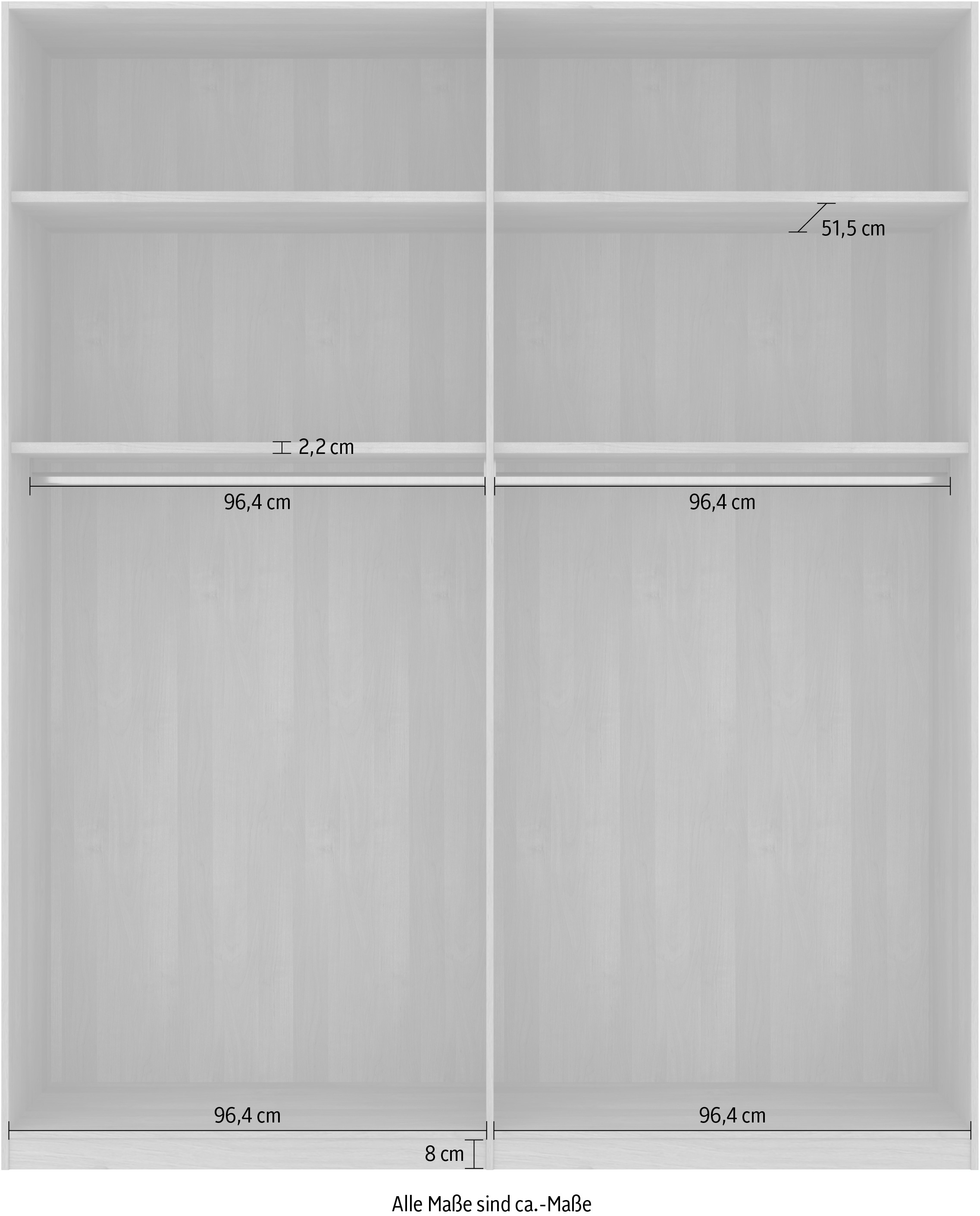 Musterring Drehtürenschrank »Savona, Kleiderschrank, Schrank, Garderobe, teilmassiv Eiche«, (mit Türdämpfern, in 5 Breiten & 2 Höhen, extra Böden, MADE IN GERMANY), Türen in Bianco-Eiche massiv, mit Querriegel, verschiedene Größen