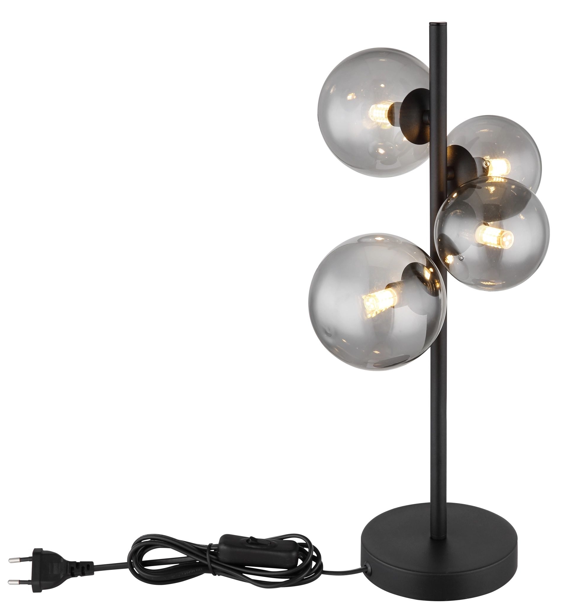 GLOBO LIGHTING LED Tischleuchte »RIHA«, 4 flammig, Leuchtmittel G9 | LED wechselbar, vier glatte Rauchkugeln
