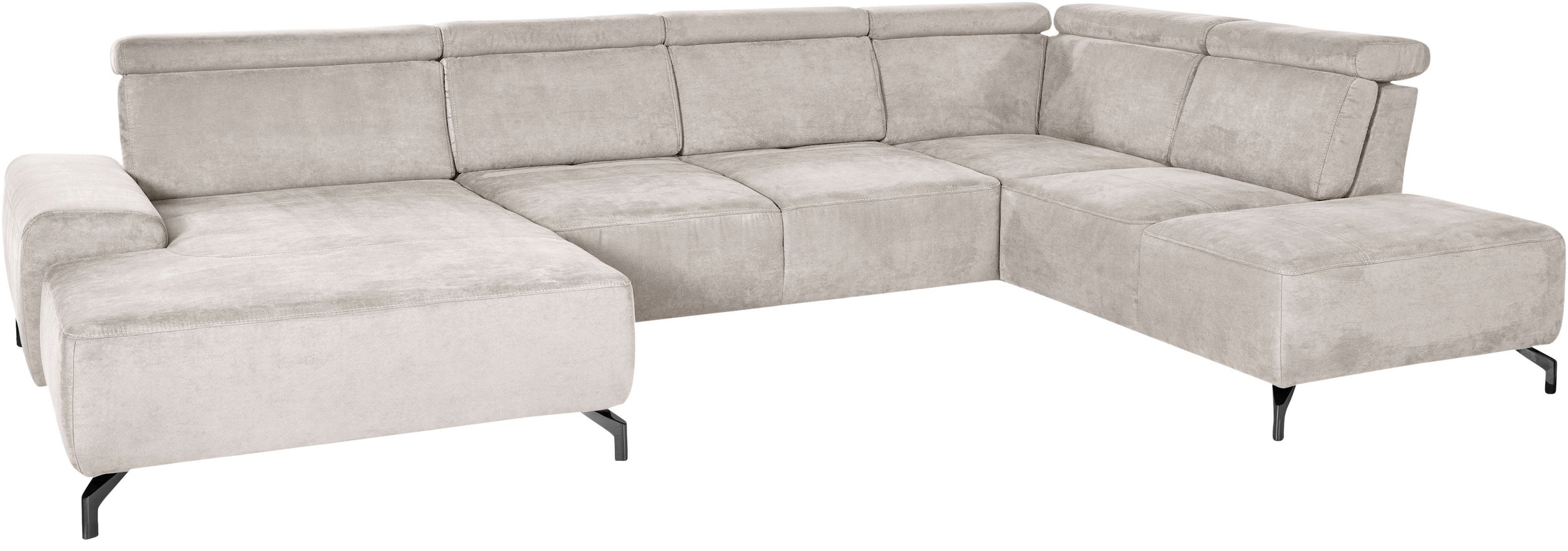 sit&more Wohnlandschaft »Gizeh U-Form« 12 cm Fußhöhe, inklusive Sitztiefenverstellung und Kopfteilverstellung