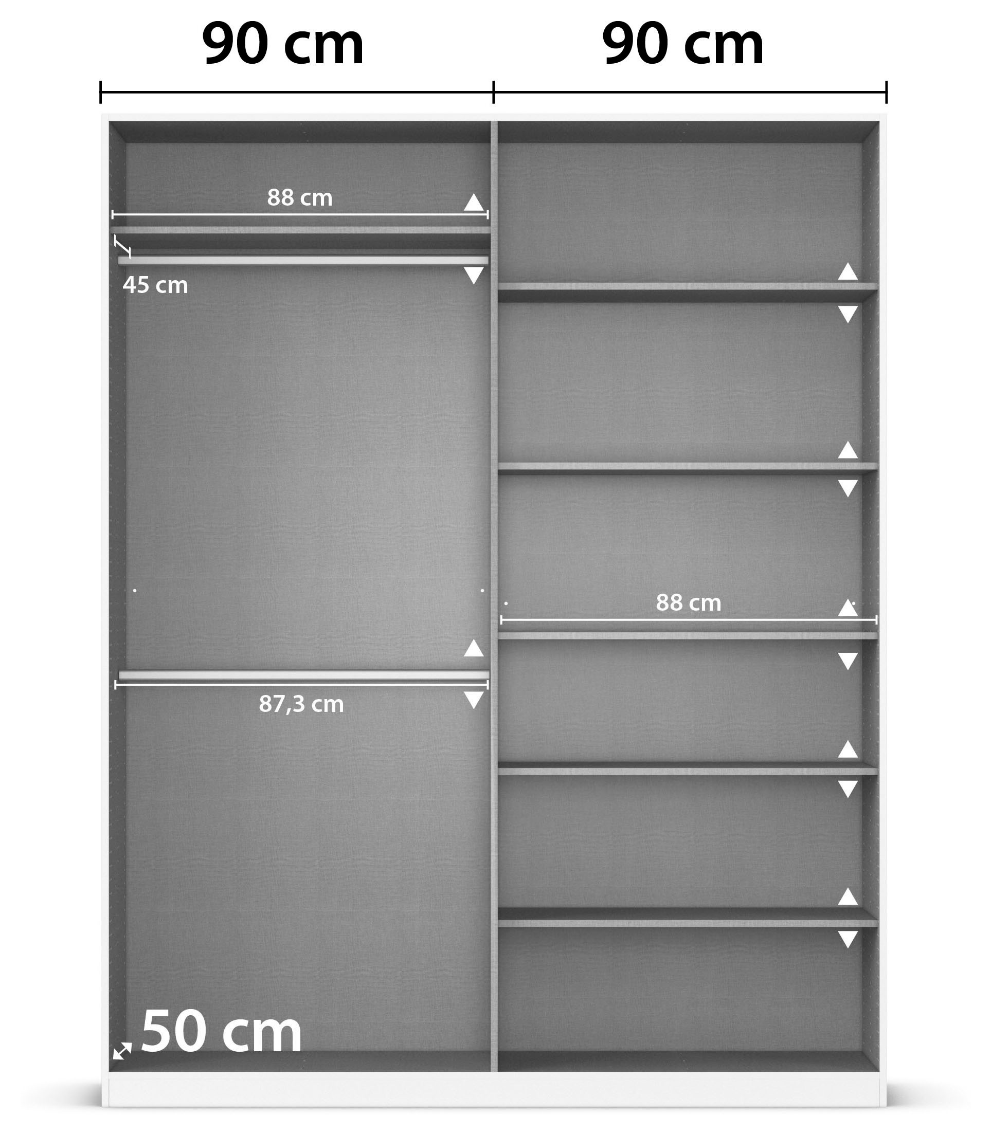 rauch Drehtürenschrank »Kleiderschrank Schrank Garderobe AGORDO mit Dekor- oder Hochglanzfront«, (in zwei Griff-Farben), durchdachte Innenausstattung, in 6 Breiten und 2 Höhen MADE IN GERMANY