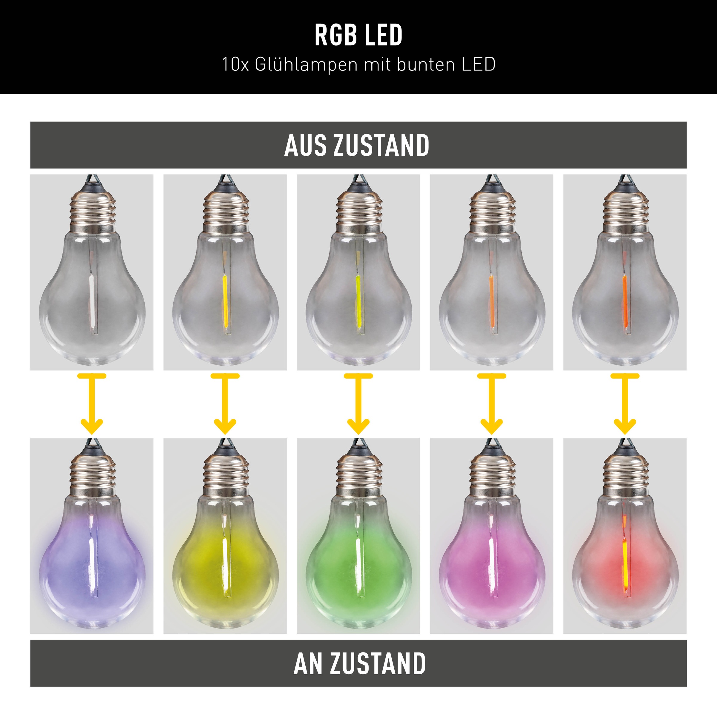 näve LED-Lichterkette »Linda«, 10 St.-flammig, Solar, 10 Glühbirnen klar, R günstig online kaufen