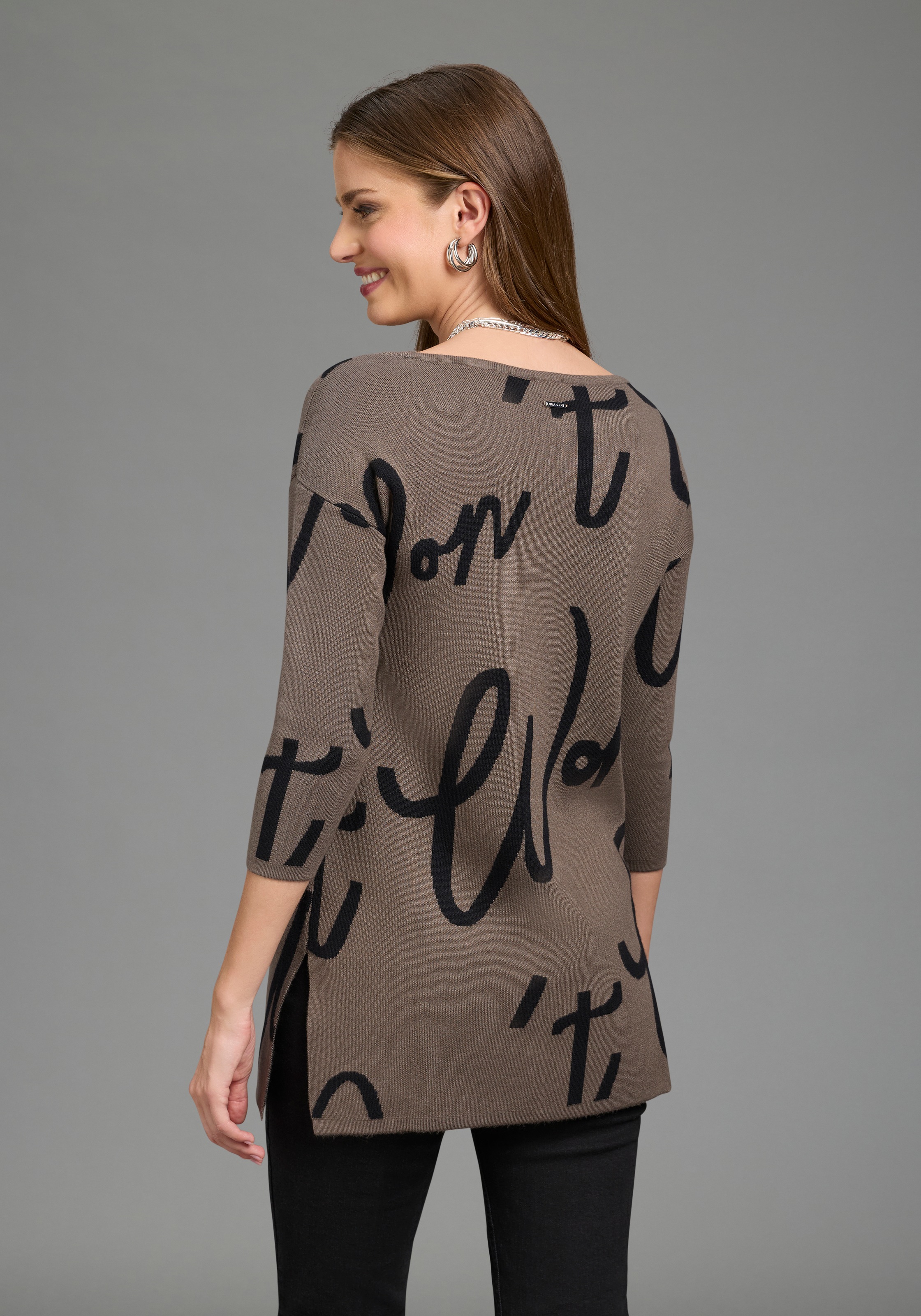 Laura Scott Jacquardpullover Strickpullover mit femininem Lettering