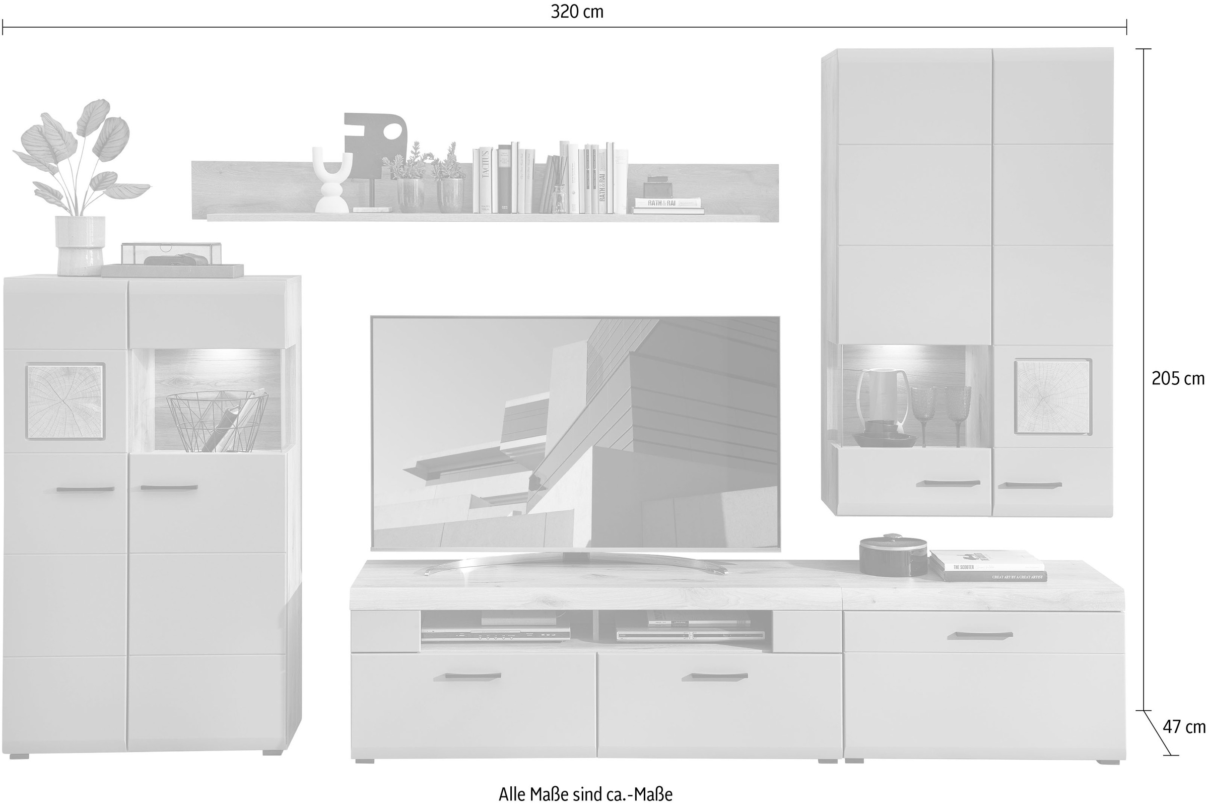 Innostyle Wohnwand »FUN PLUS II«, (5 St.), inkl. LED-Beleuchtung
