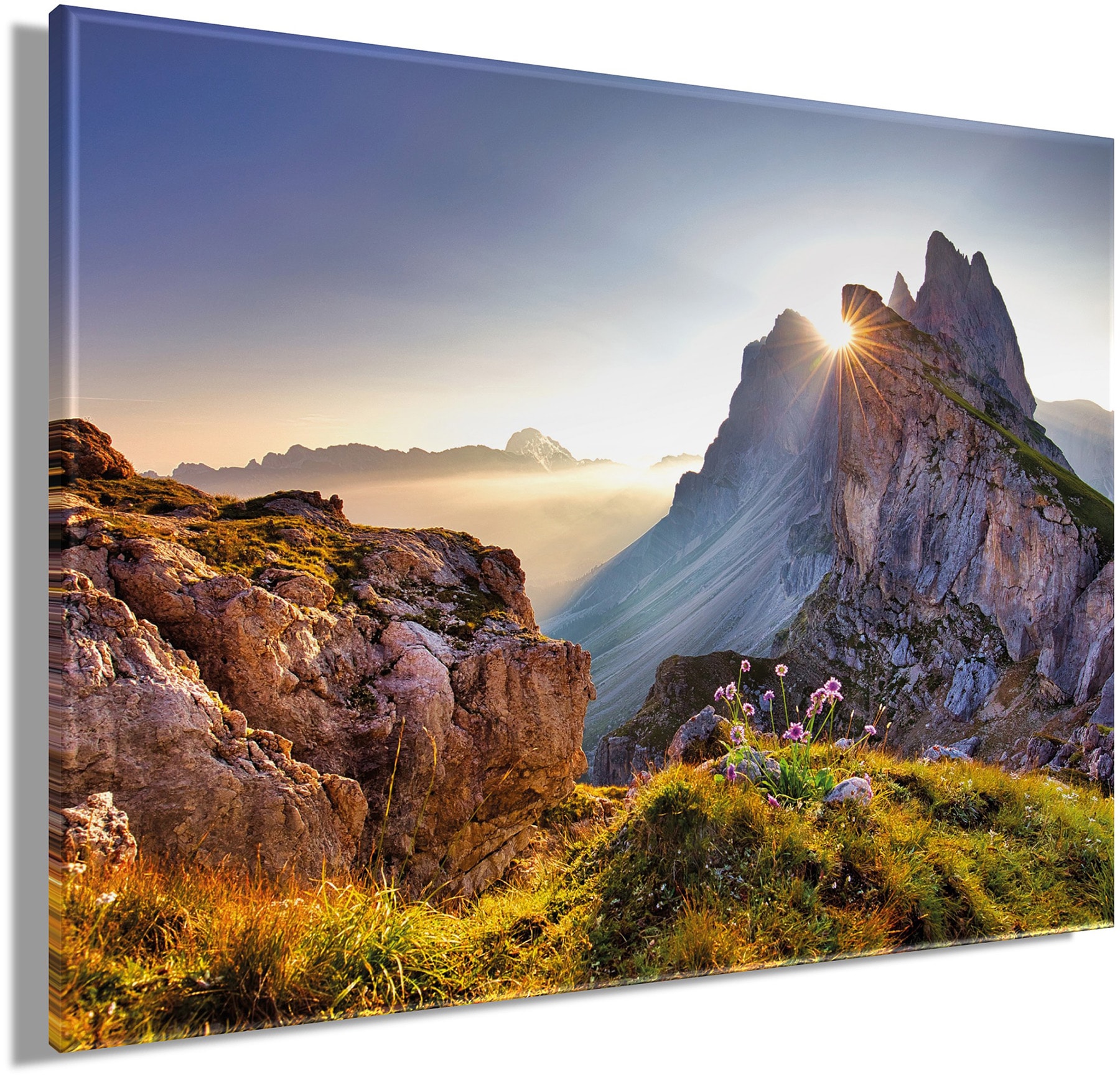 Bönninghoff Bild »BERGE SONNENAUFGANG 46x61 cm – Leinwandbild Keilrahmen Deko modern«