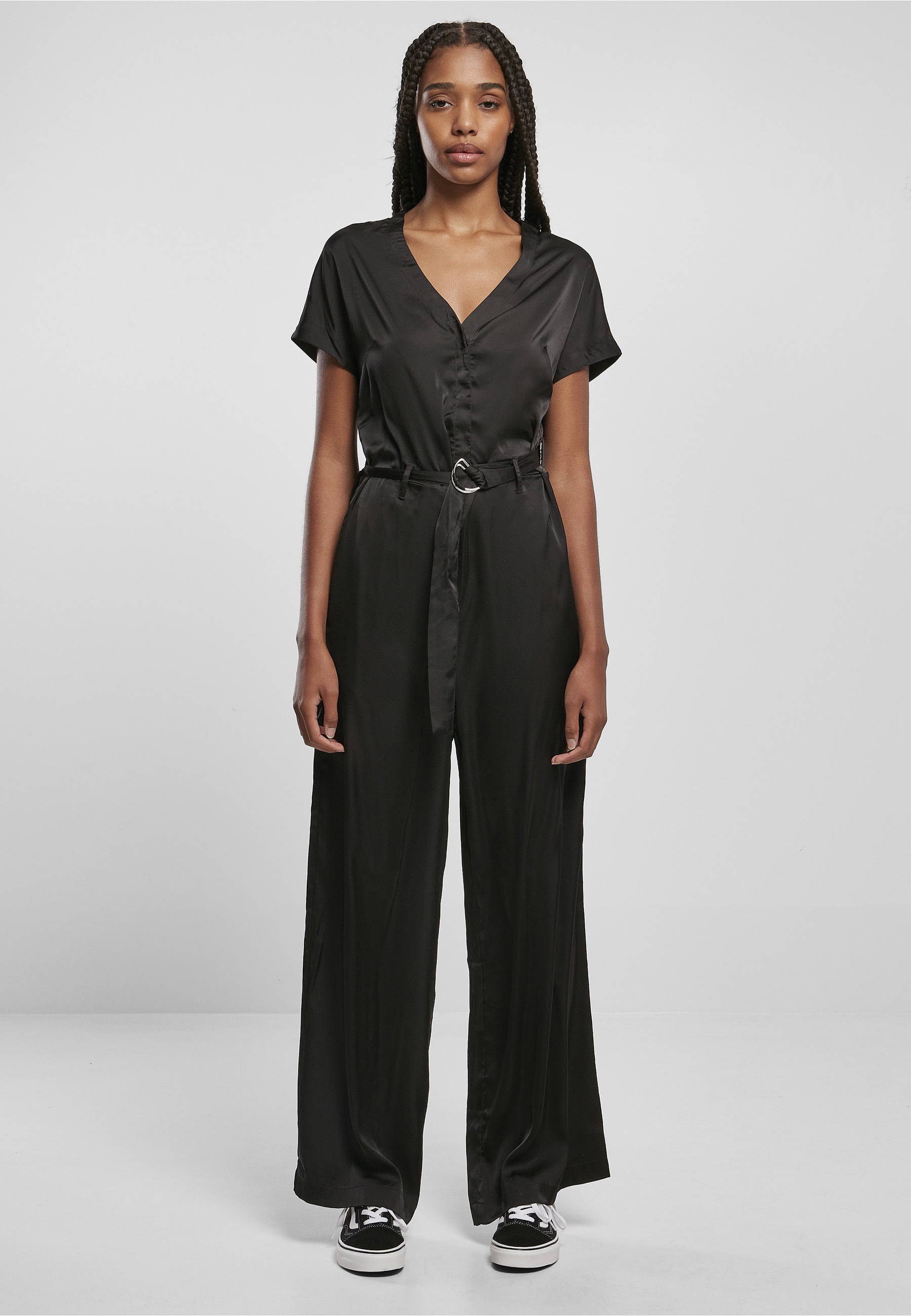 URBAN CLASSICS Jumpsuit »Urban Classics Damen Ladies Satin Wide Leg Belt Jumpsuit« 1 Stk.