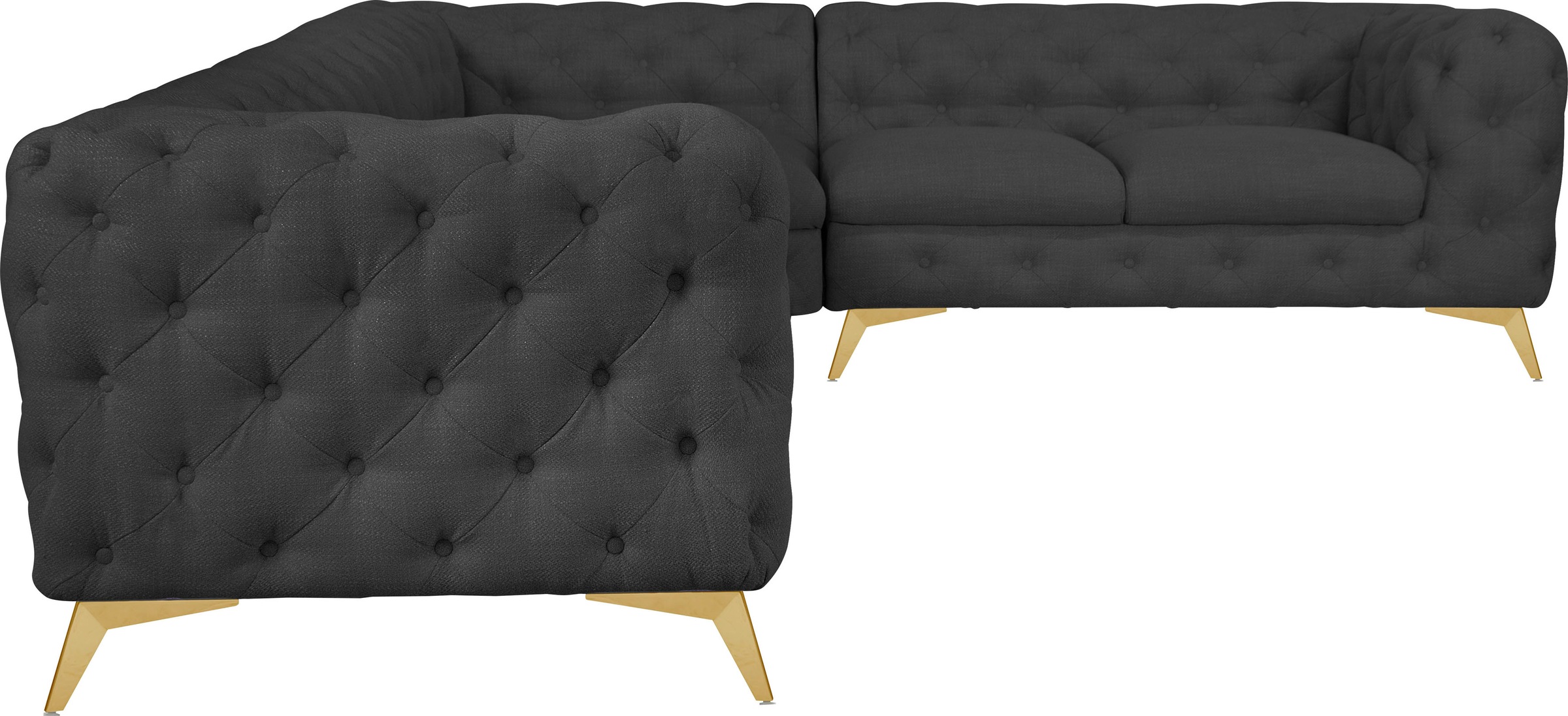 Leonique Chesterfield-Sofa »Ecksofa GLYNIS L-Form mit Wellenunterfederung, günstig online kaufen