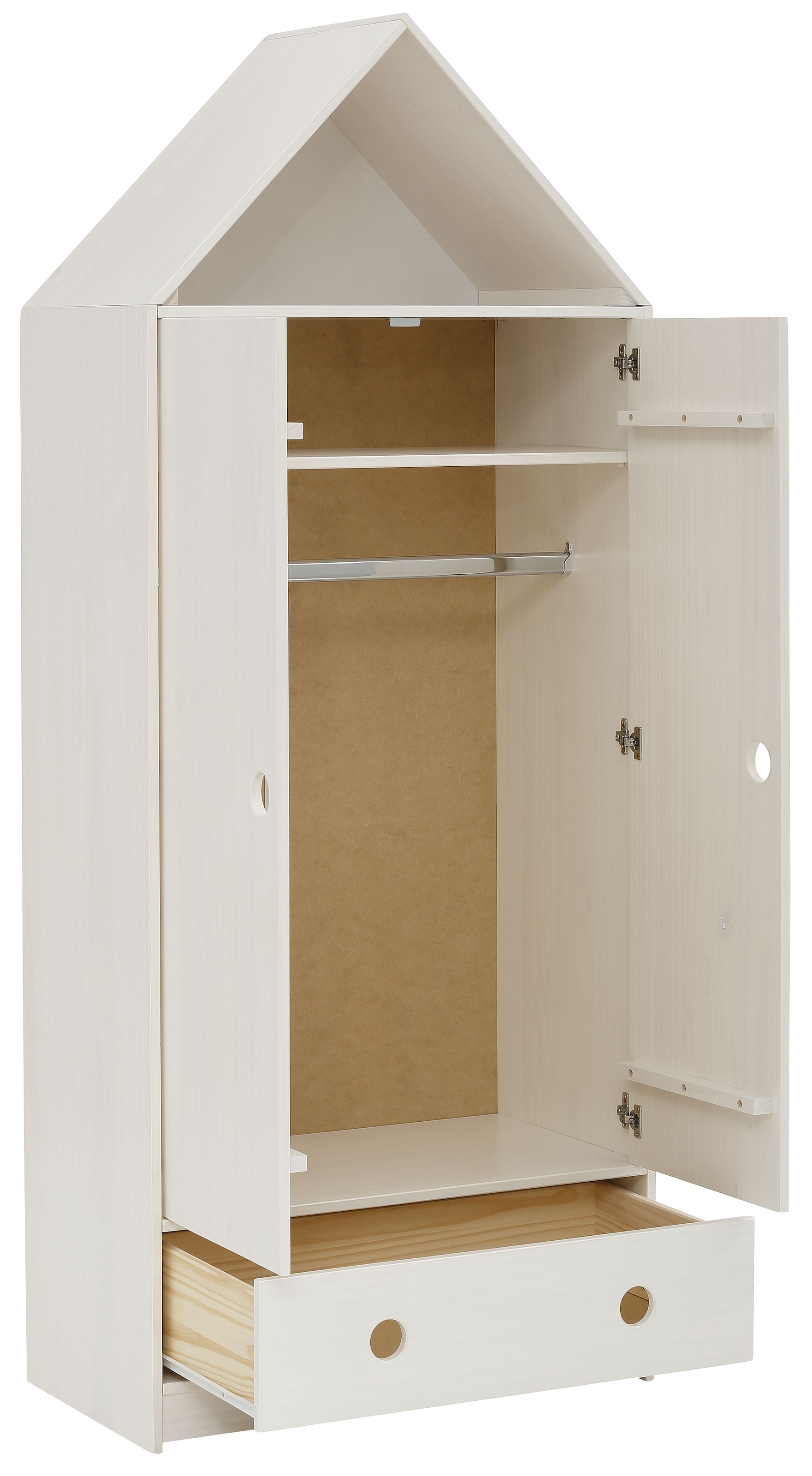 Lüttenhütt Kleiderschrank »Alpi«, Kiefernholz, mit Einlegeböden und Kleiderstange, Höhe 180 cm