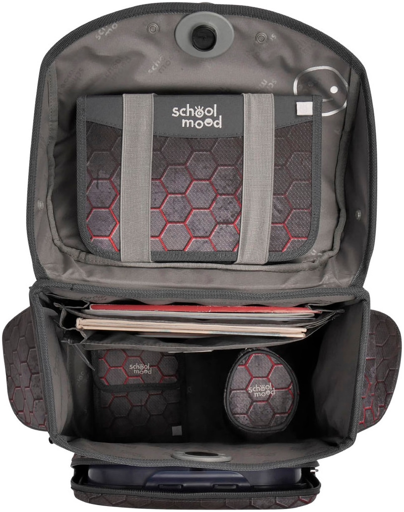 SCHOOL-MOOD® Schulranzen »Timeless, Mika (Drache)«, retroreflektierende Flächen, mit LED-Patchy; aus recyceltem Material