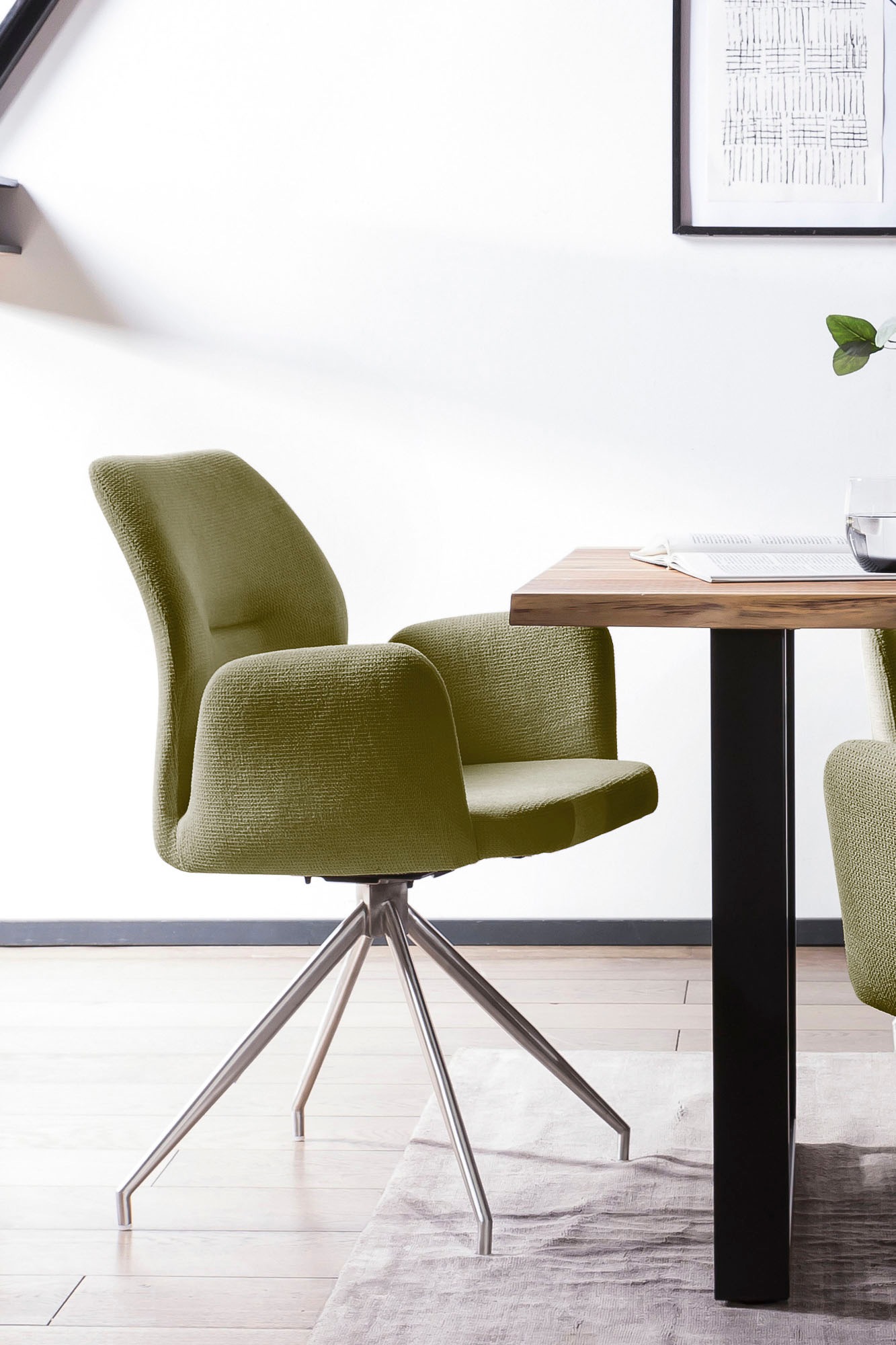 SalesFever Esszimmerstuhl »Taormina Armlehnstuhl mit silbernem Edelstahlges günstig online kaufen