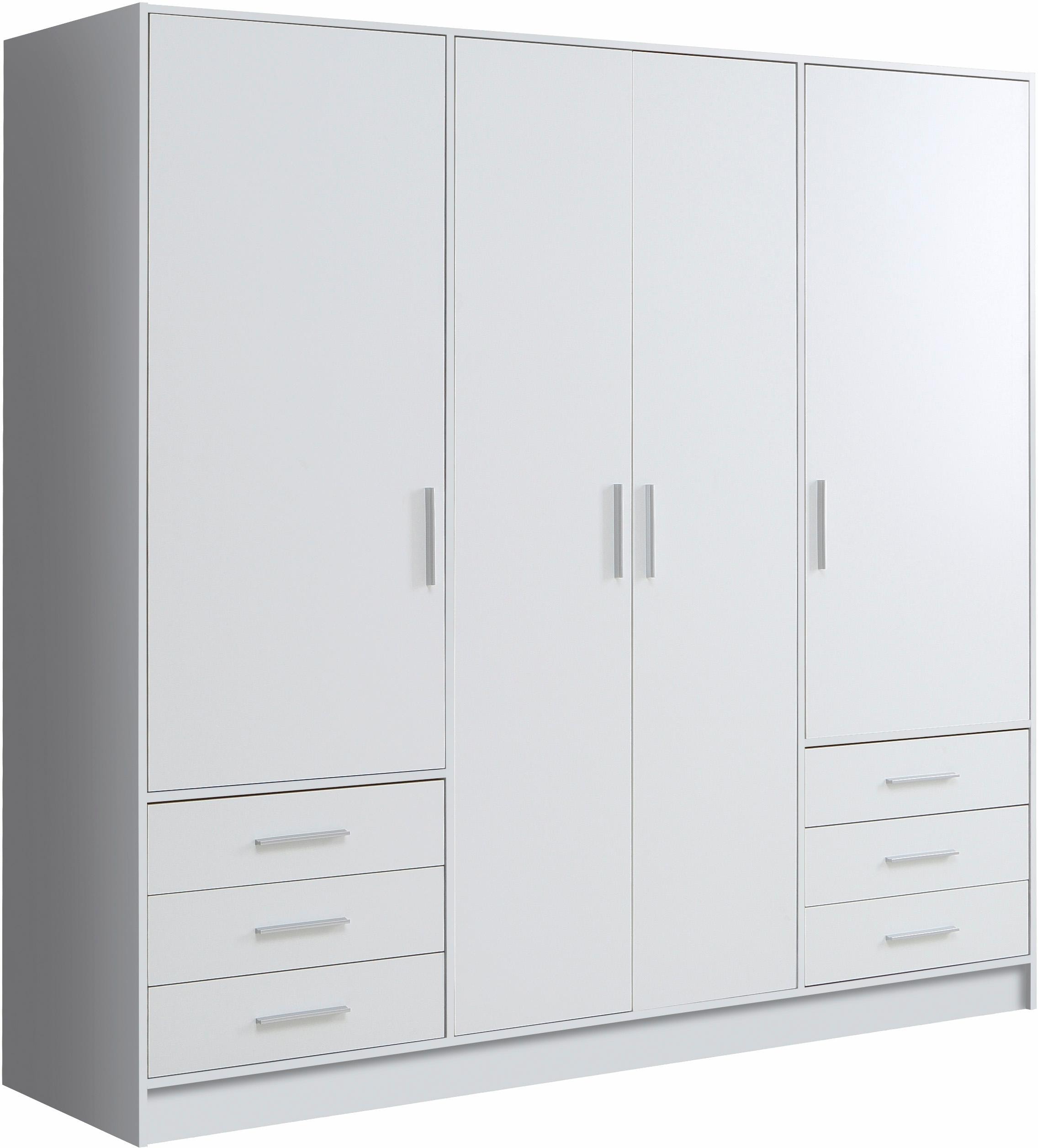 FORTE Kleiderschrank »Jupiter, Made in Europe, mit Schubladen«, (Maße (T/H): 60/200 cm), Stauraum, 2 Breiten, 4 Farben, Schubladen, variable Einlegeböden