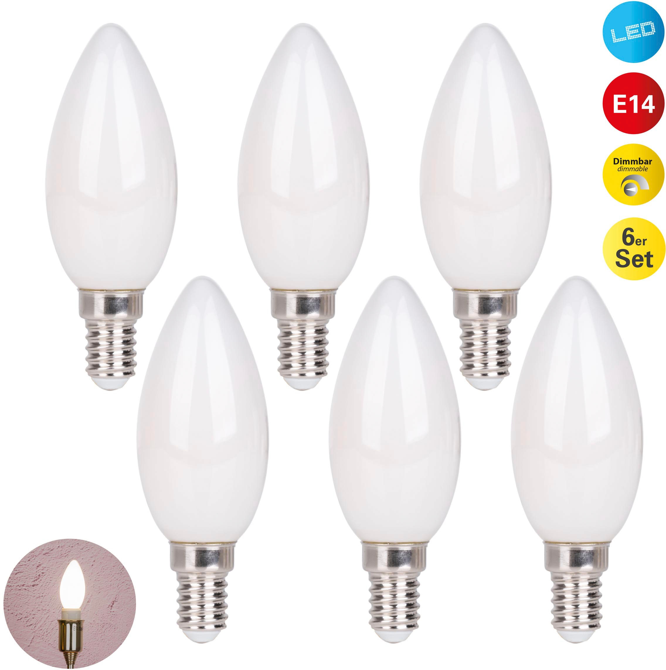 NÄVE LED-Leuchtmittel "Daffy" weiß, Ø:3,5cm, Leuchtmittel, 6er Set, LED-Leuchtmittel
