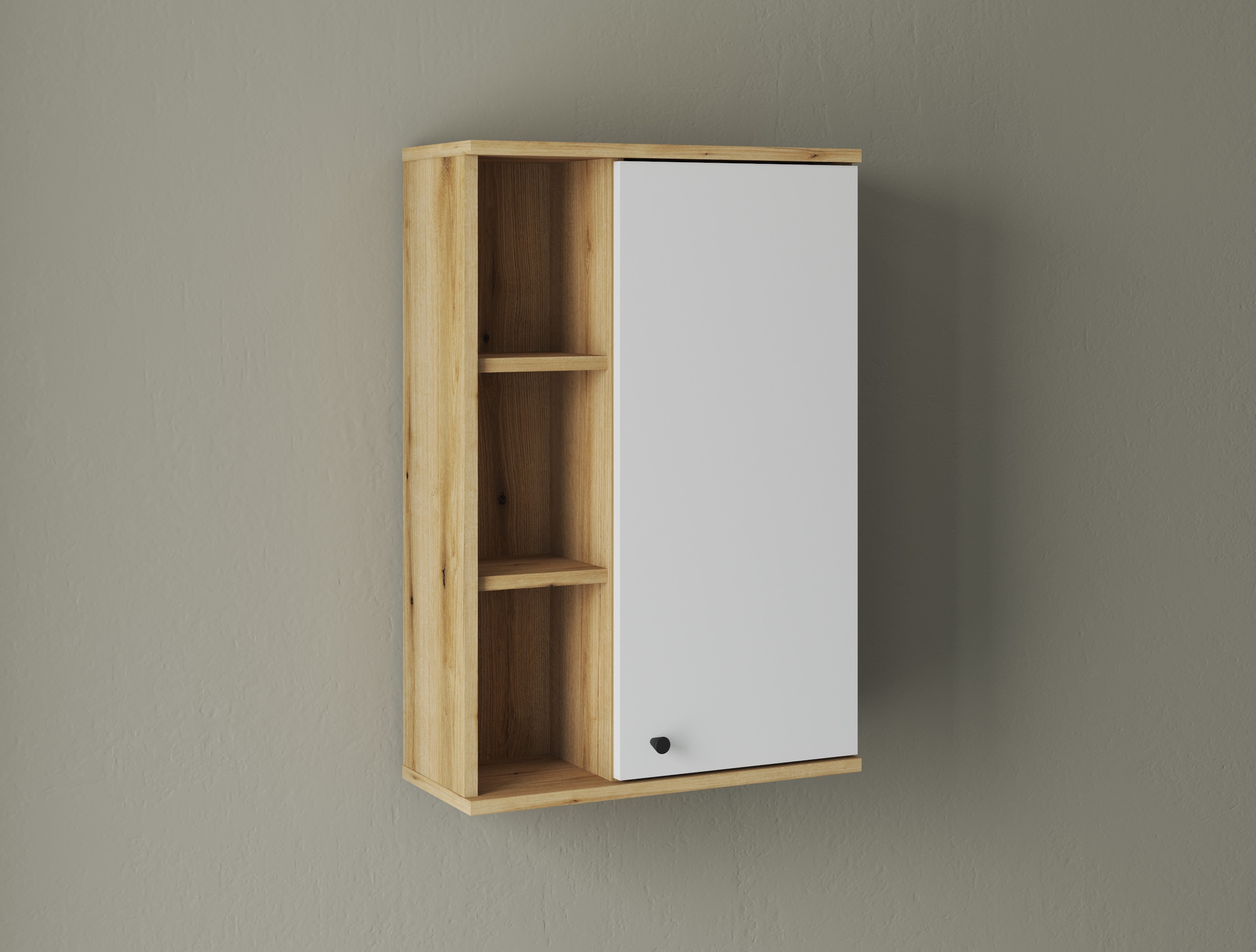 INOSIGN Hängeschrank »Oslo, Badschrank mit Knopfgriff, Wandschrank im skandinavischen Design«, in der Türfarbe Weiß oder Grau verfügbar, ausreichend Stauraum