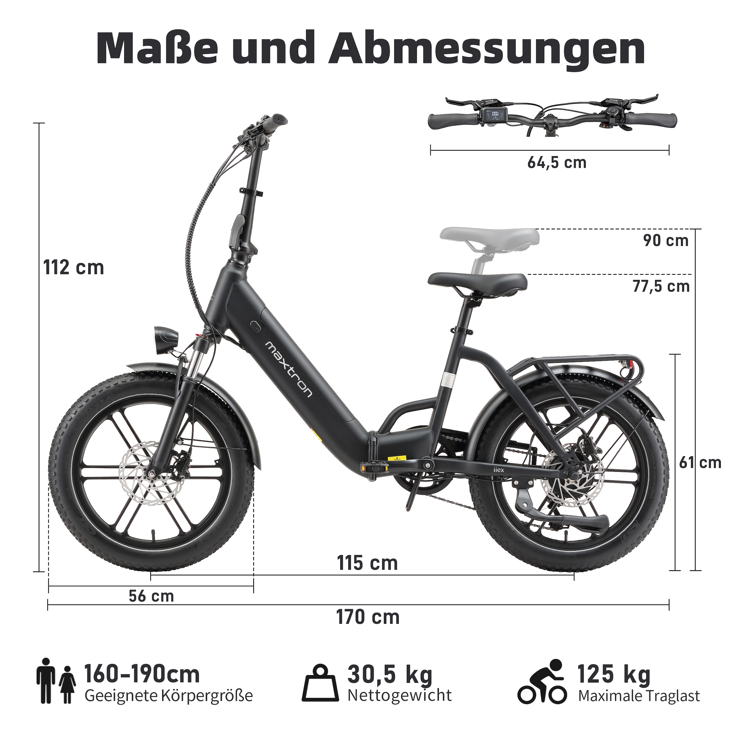 Maxtron »Maxtron Ilex 20" City-E-Bike« 7 Gang Shimano Kettenschaltung Heckmotor 250 W Packung,  (mit integr. Akku), Elektrofahrrad für Alltag und Einkauf