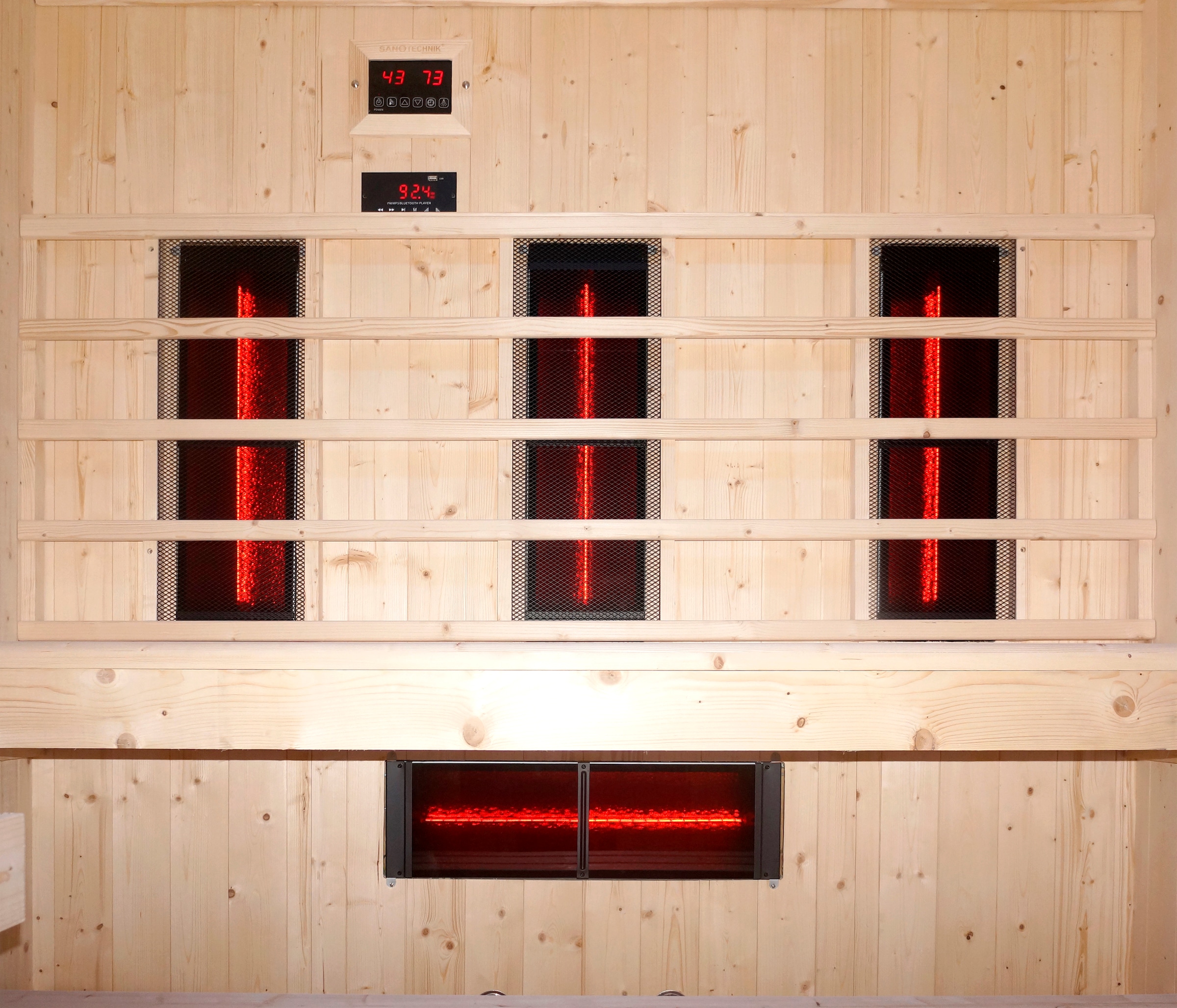 Sanotechnik Sauna »»LAHTI« Außensauna mit Infrarotkabine«, geeignet für 6 Personen, Fichetnholz