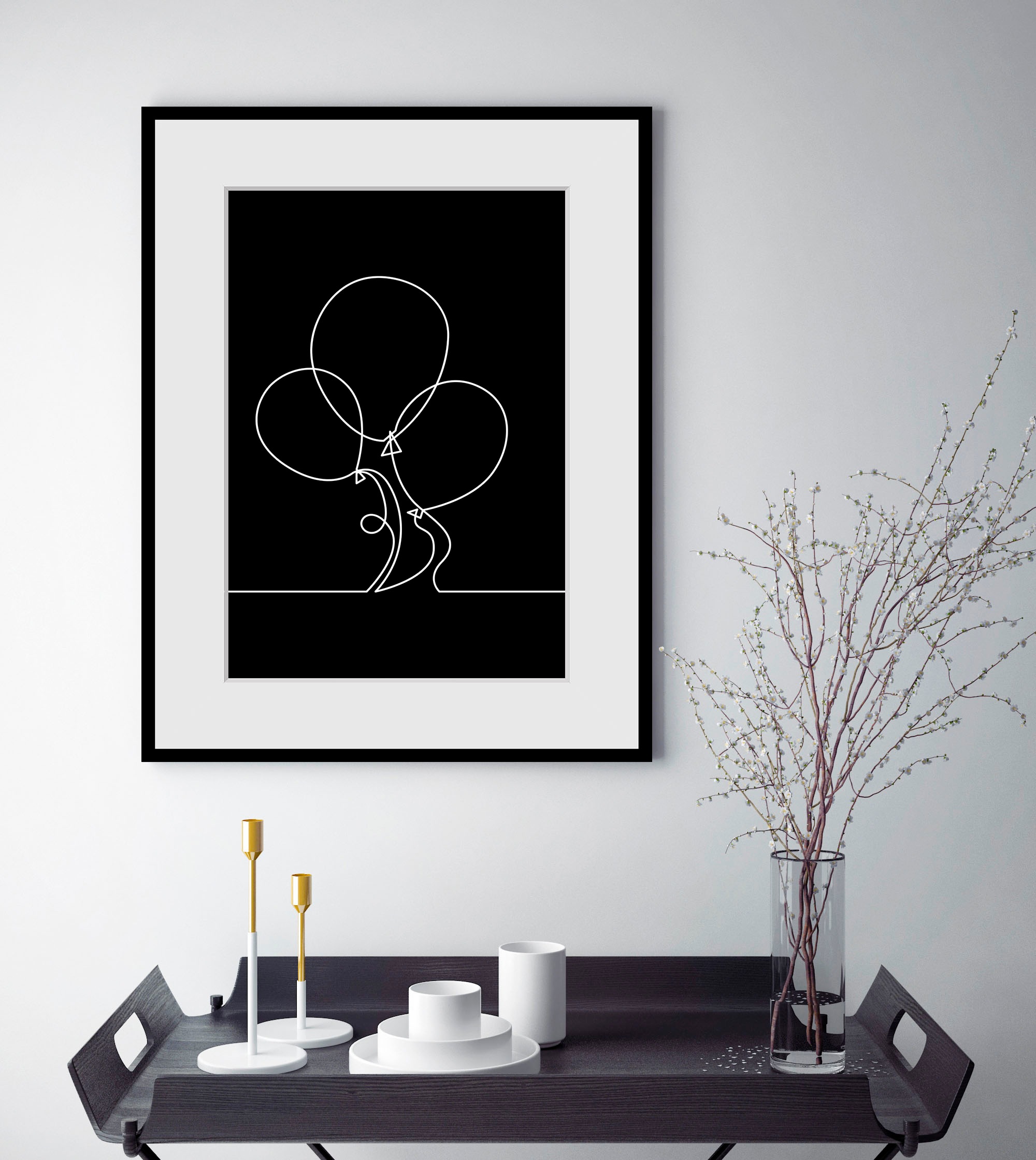 queence Bild »Henry«, Schwarz-Weiß-Kunst-Modern-Luftballon, (1 St.), HD Pre günstig online kaufen